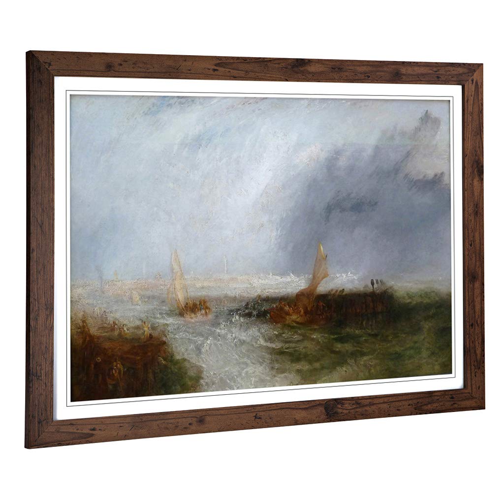Big Box Art Framed Print of J.M.W (Joseph Mallord William Turner) Seascape Design | Wall Art Picture| Home Decor for Living Room, Bedroom, Office, Walnut, A2 / 24.5x18 Inch / 62x45cm
