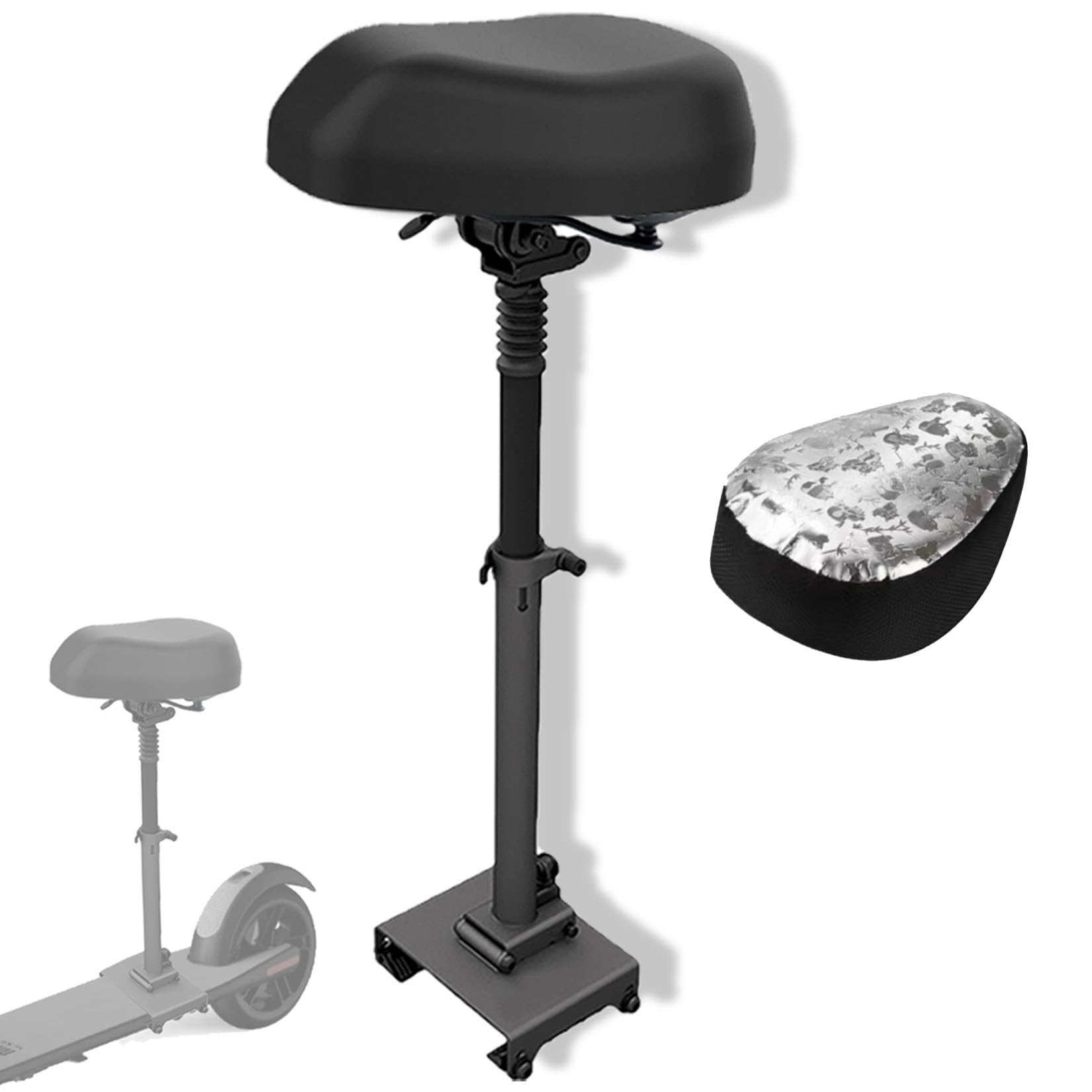 Felixstory Electric Scooter Seat Saddle with Waterproof Cushion Cover Fit for Ninebot ES1 ES2 ES4/Xiaomi M365 Pro 1S/Aovopro ES80/Razor C25, Adjustable Foldable Seat Comfortable Max Seat Saddle