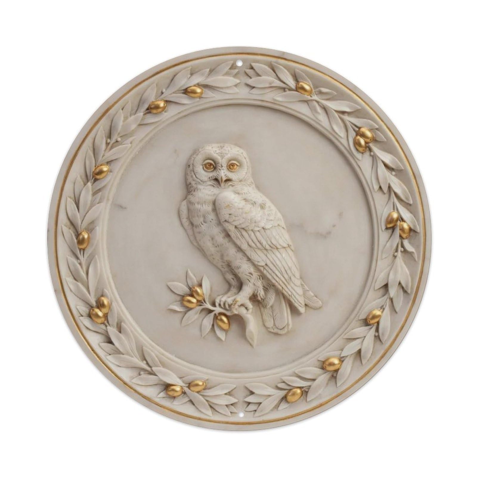 Greek Sun Symbol 3D Marble Gold Round Metal Tin Sign Plaque