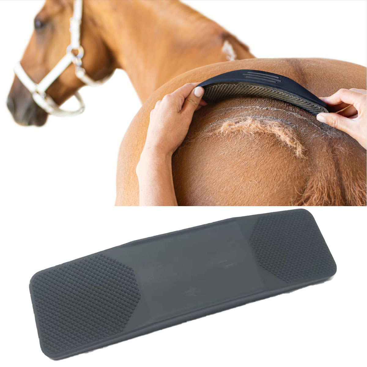 LUOXIYOUXUAN 6 In 1 Horse Grooming Brush Comb Rubber Massage Curry Strip Cleaner Horse Hairs Shedding Dematting Cleaning Tool
