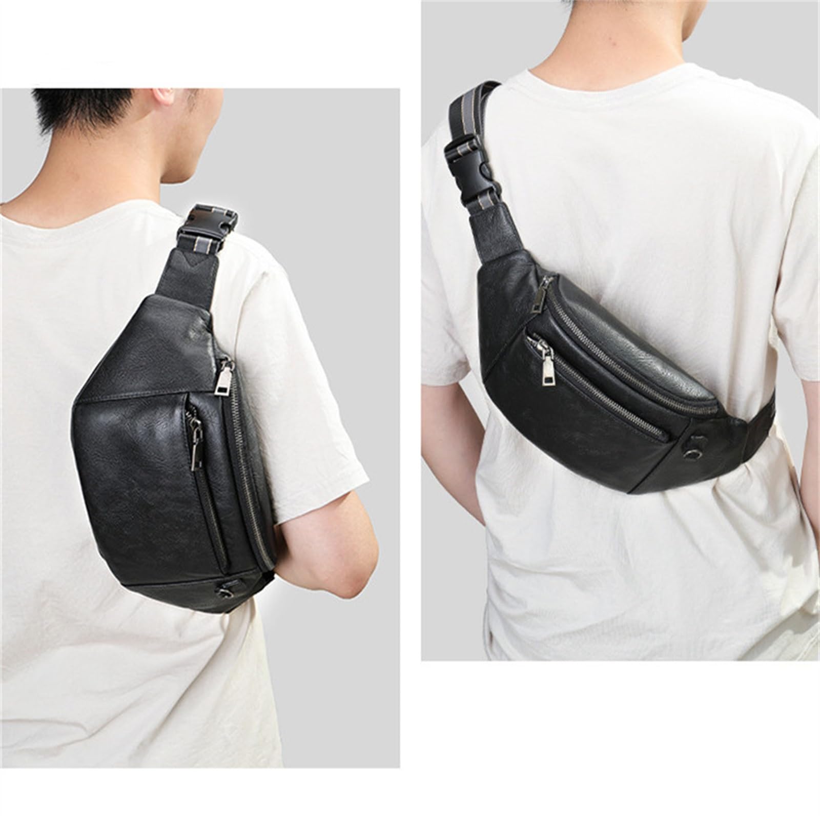Męska nerka torba na telefon komórkowy męska torba na talię wielofunkcyjna duża pojemność prosta torba na talię męska torba crossbody, Czarny, 20x12x39cm