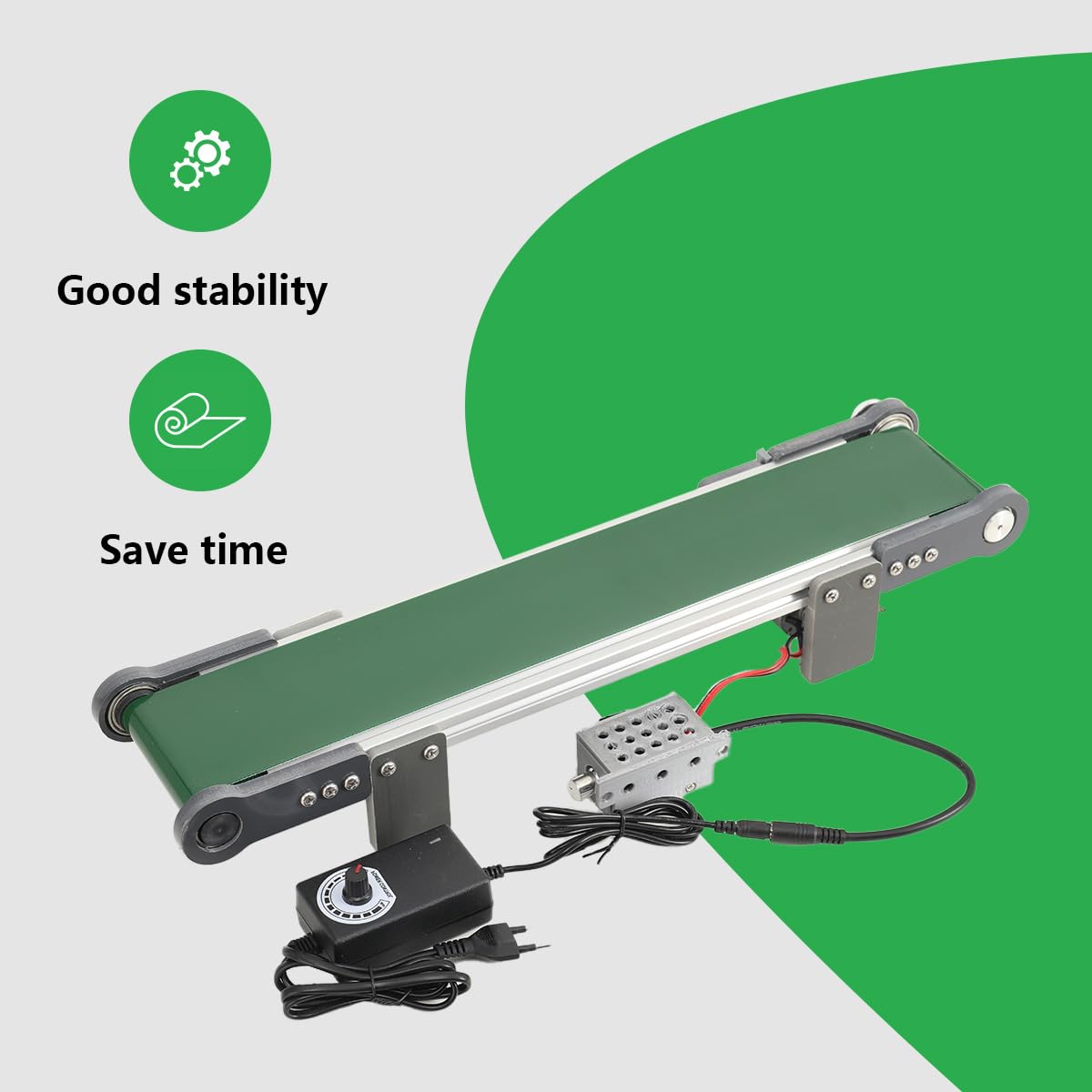 Automatischer Bandförderer, 10×50cm Förderband Mini Bandförderer Transportband Desktop Förderanlage Band mit Einstellbarer Geschwindigkeit,