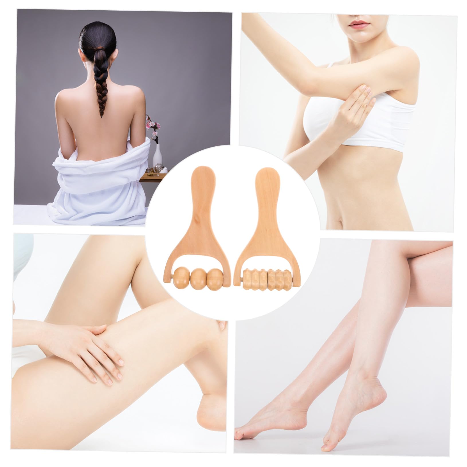iplusmile 2 piezas Rodillos de Masaje de Madera Natural para Pies y Cuello Compactos y Portátiles Uso Diario para Aliviar Músculos y Puntos Gatillo