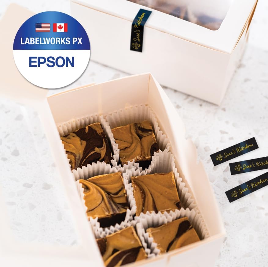 Epson LABELWORKS 218GBPX Genuine PET (Polyester) Tape Cartridge - Gold on Black Designer Craft Label Maker Tape - 3/4" (18MM) Wide, 30' - Image 3