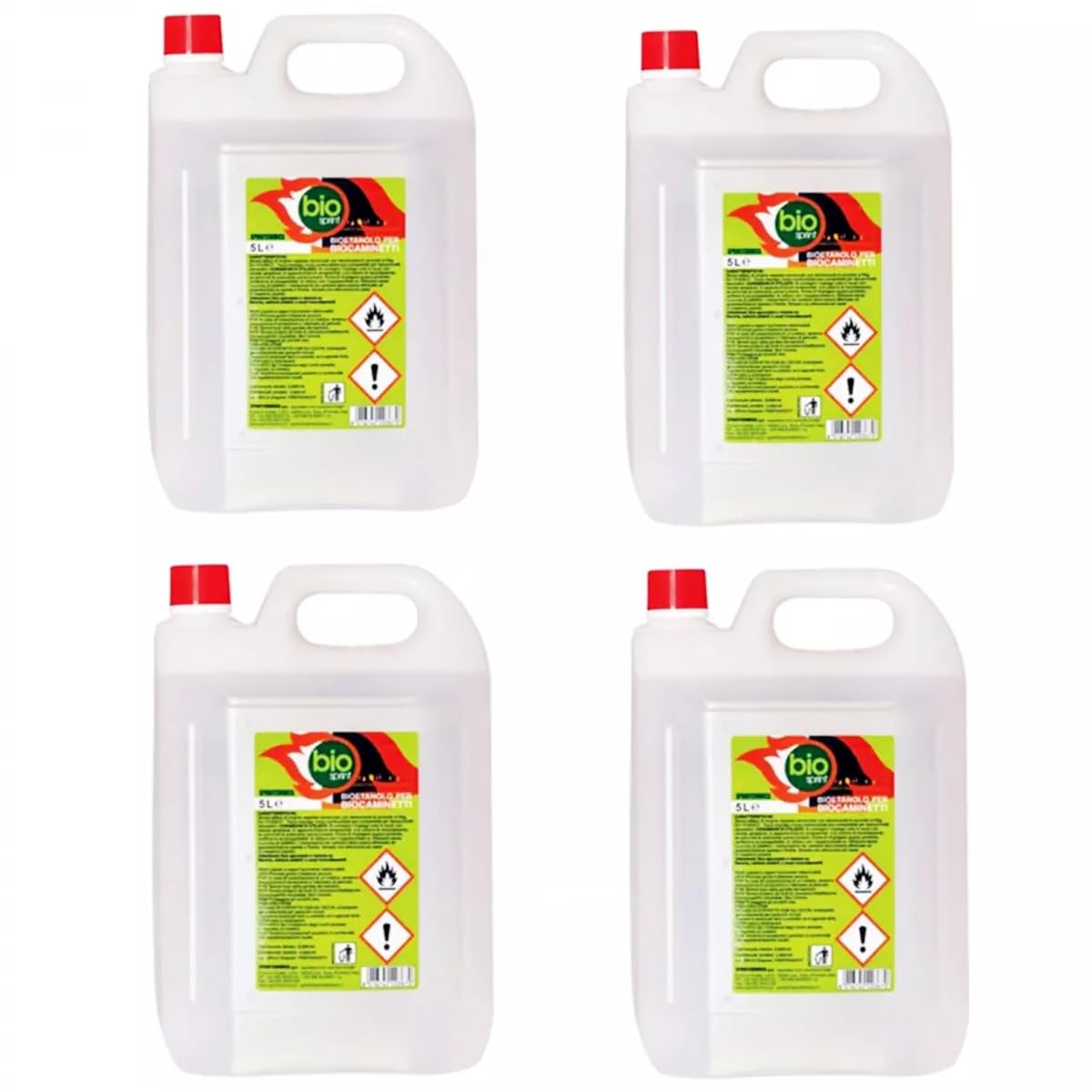 4Pezzi - 20 Litri - Bioetanolo combustibile stufe Bio Sprint 5 litri 99,9% inodore no fumo naturale no zolfo