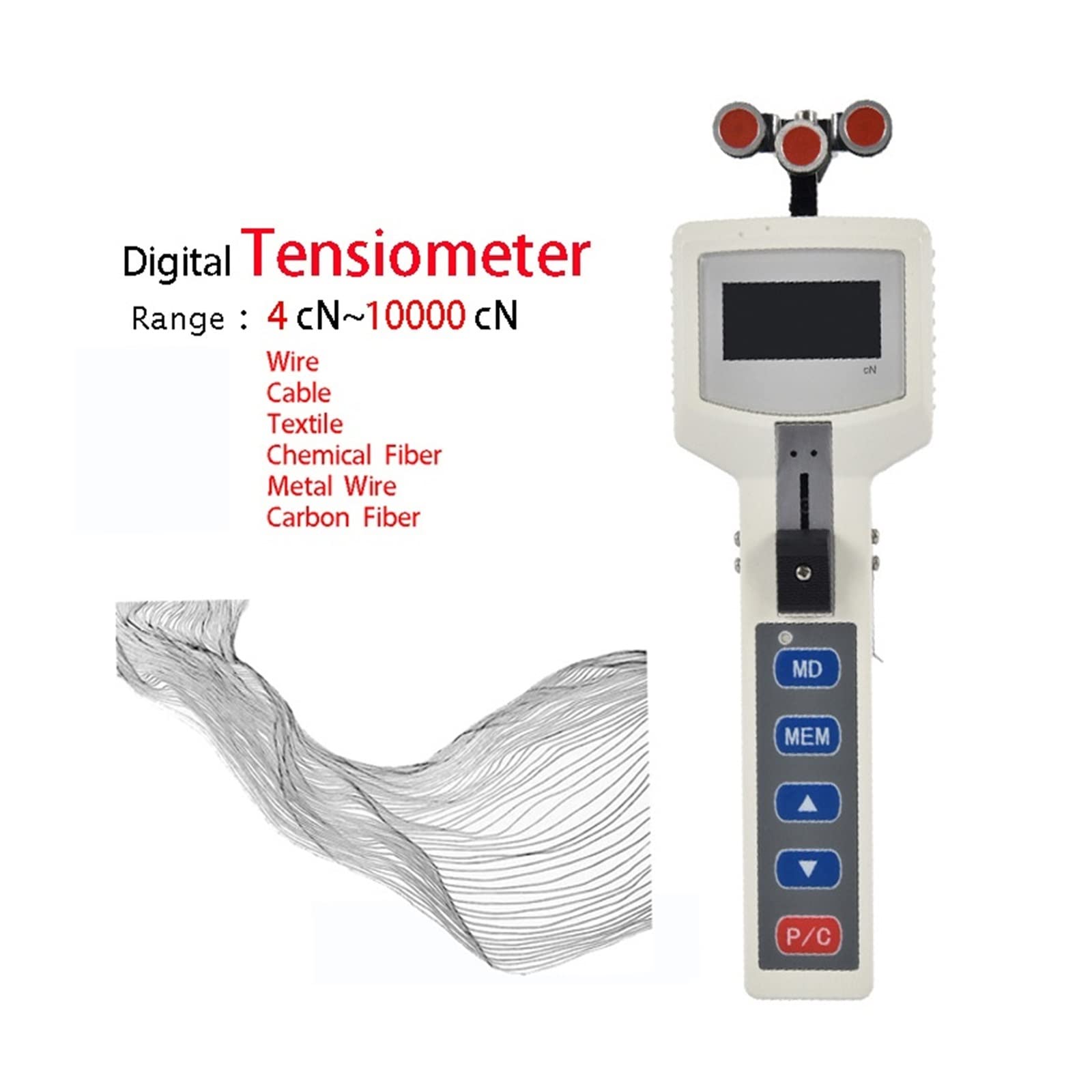 Jauge de force numérique Jauge de tension de tensiomètre numérique 1000cN for fil, câble, textile, fibre chimique, fil métallique, fibre de carbone, dynamomètre pour les tests destructifs(Color:10000c