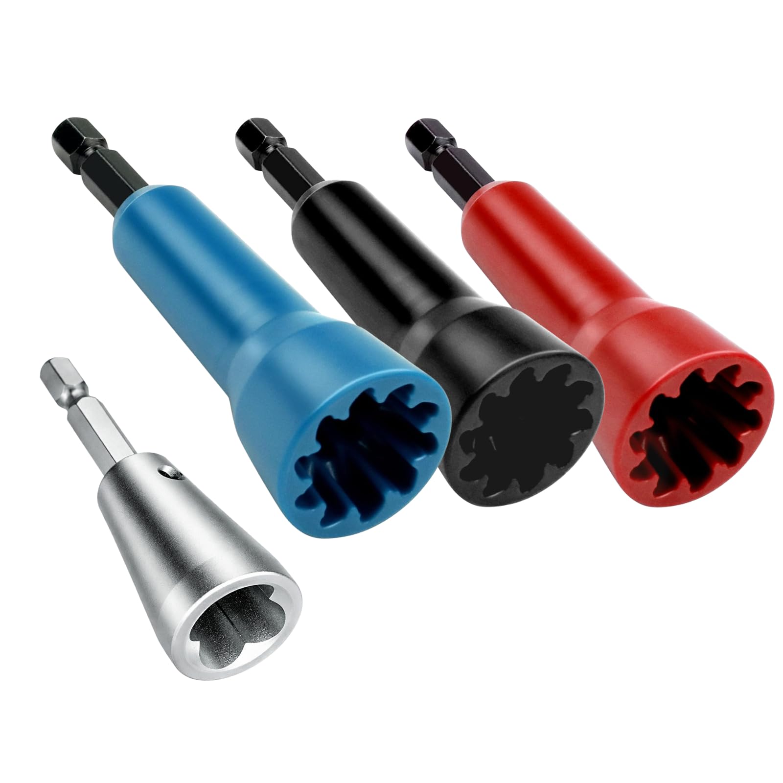 4 PCS Wire Connector Twister for Drill, Fast Wire Twisting Tool with 1/4" Chuck, Spin Twist Connector Socket Driver, Wire Nut Driver Attachment for Electricians and DIY Wiring