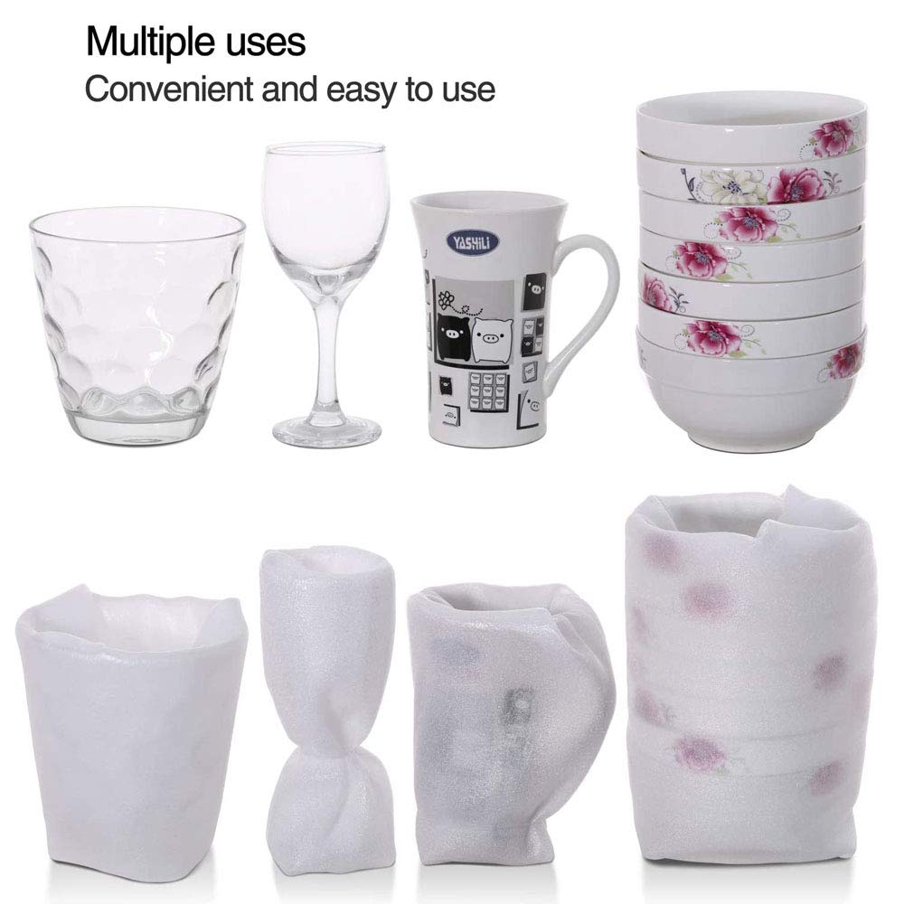 Bolsas de Embalaje de Espuma EPE Impermeable A Prueba Choques 50 Piezas para Vajilla Vasos Porcelana