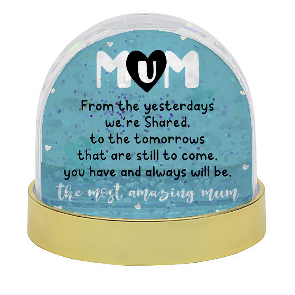The Most Amazing Mum, Birthday/Thank You Gifts for Her/Mum from Daughter Son, Mother's Day Present Snow Globe Dome Glitter Shaker. (Gold)