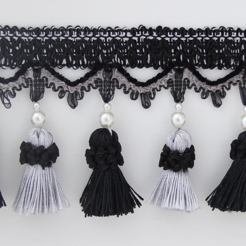 Dentelle de rideau, pompon de garniture de frange, ruban de garniture de pompon de frange perlée de 1 mètre pour rideaux, coupe de dentelle, décoration de rideau de maison, nappe de couture, bord de