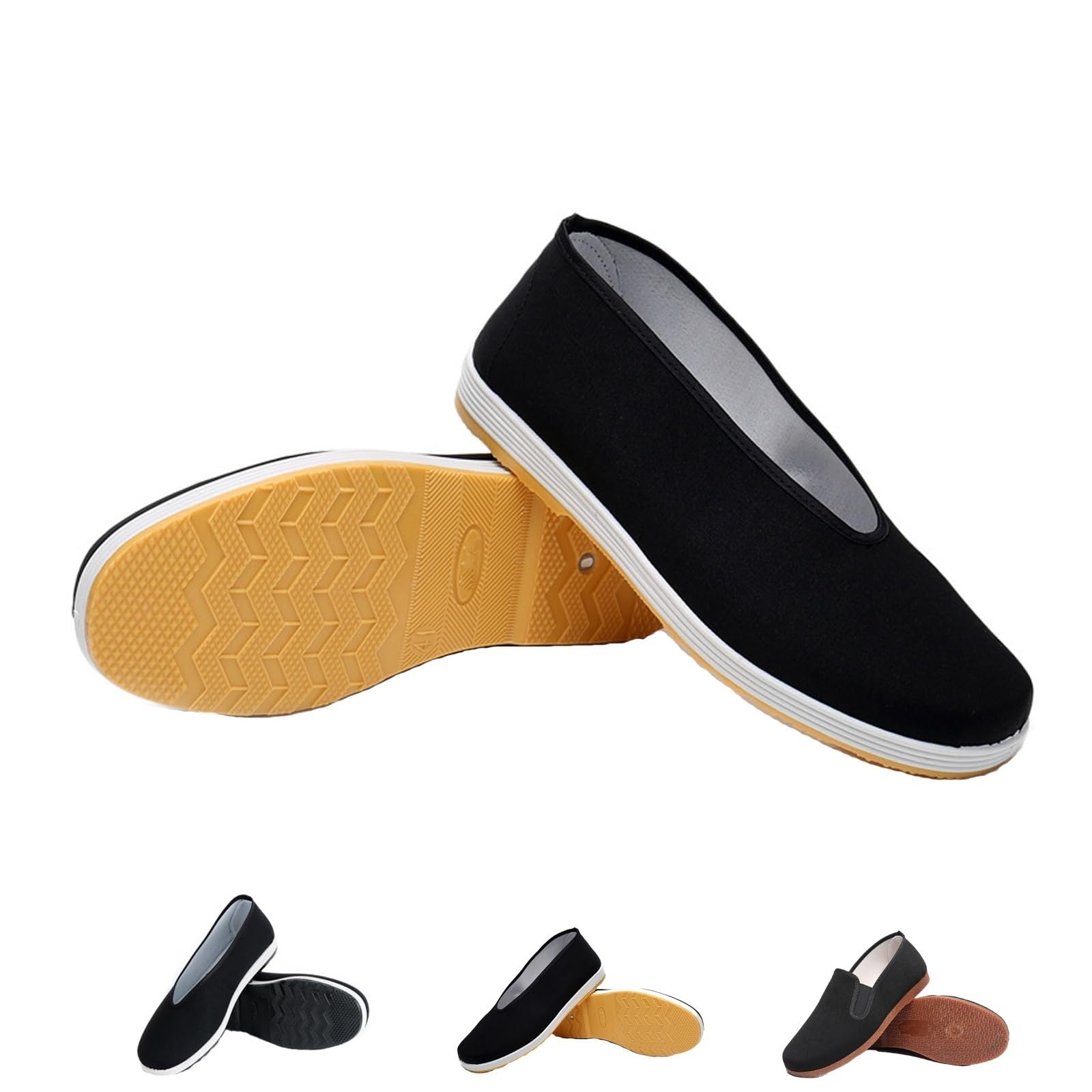 Scarpe Casual di Stoffa Nera della Vecchia Pechino, Scarpe da Ginnastica da Allenamento per Arti Marziali Kung Fu Tai Chi Pantofole con Suola in Gomma Morbida