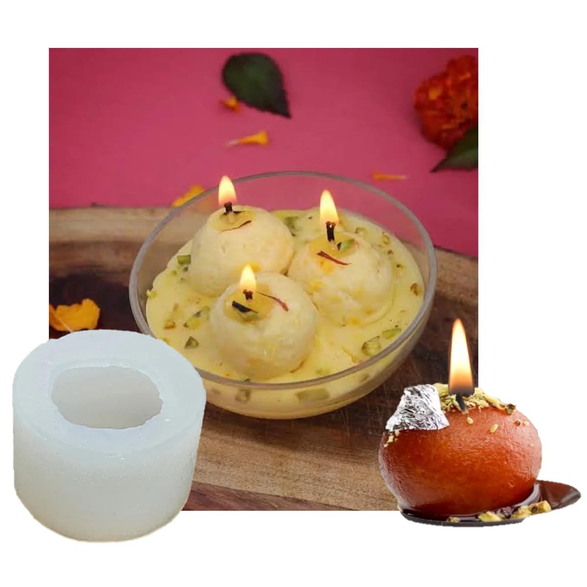 Rasgulla Gulabjamun Shape Silicone Mold Rasmalai Candle Making Ladoo Soy Wax Diya Mold For Diwali Festival Chocolate Cake Cupcake Mithai Sweet Motichoor Laddoo Mold Soap Resin Art Craft Clay DIY Gift Molds-image-29