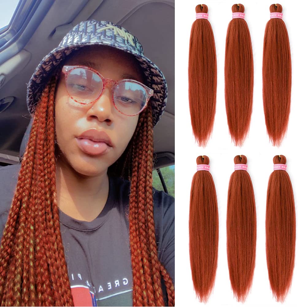 Buy ZERAL Pre Stretched Braiding Hair 6 Packs 28 Inch Long Red Copper