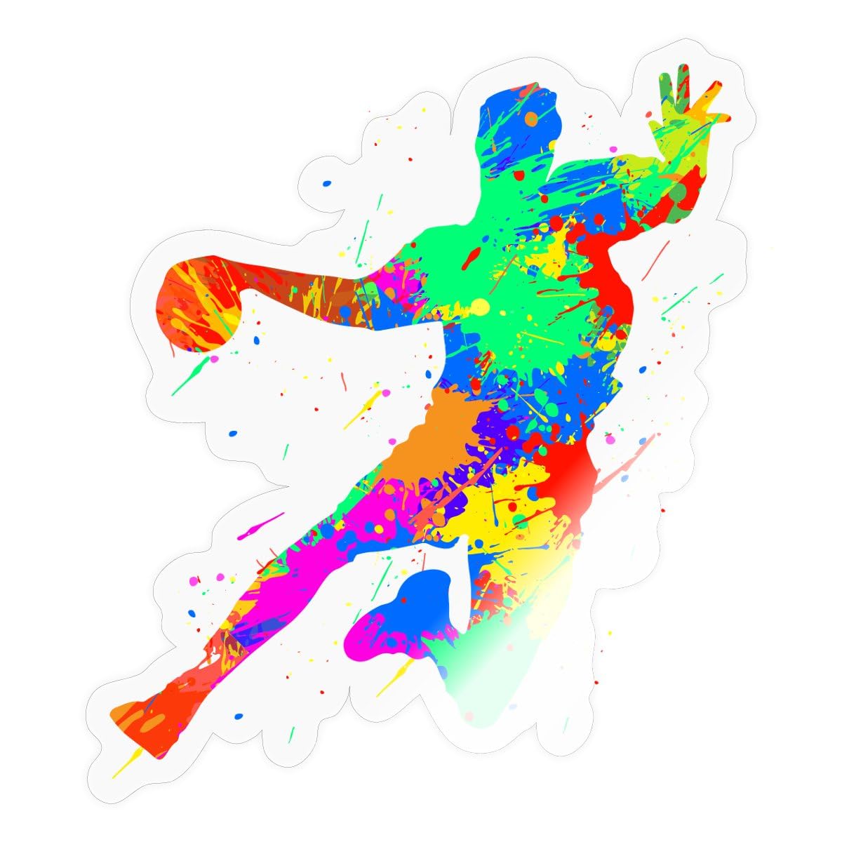 Spreadshirt Joueur De Handball Dynamique Coloré Autocollant Sticker 10 x 10 cm brillant transparent