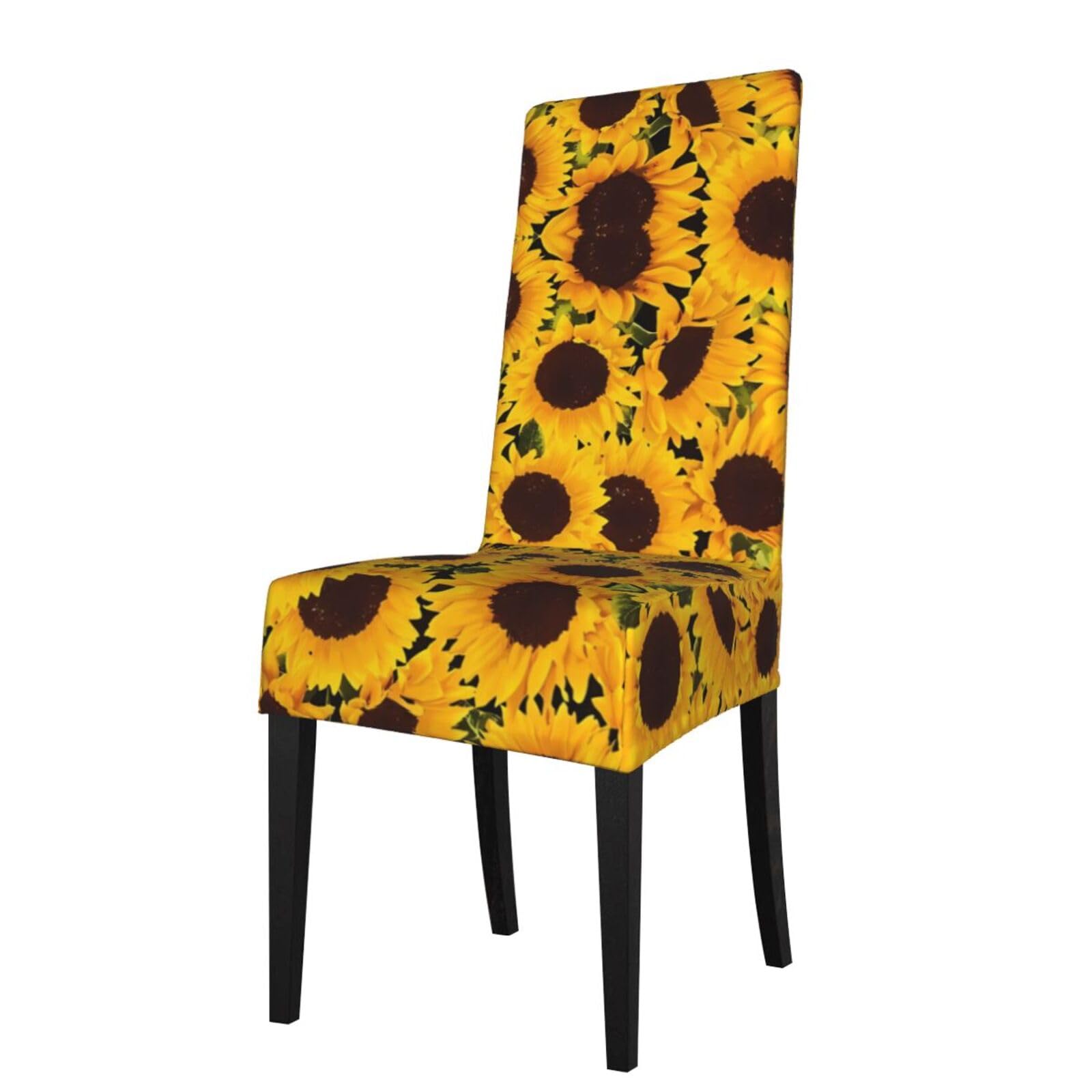 YYHWHJDE Yellow Sunflowers Prints Protection Cover for Dining Chair – Stretchable Slipcovers for a Refreshing Dining Room Makeover