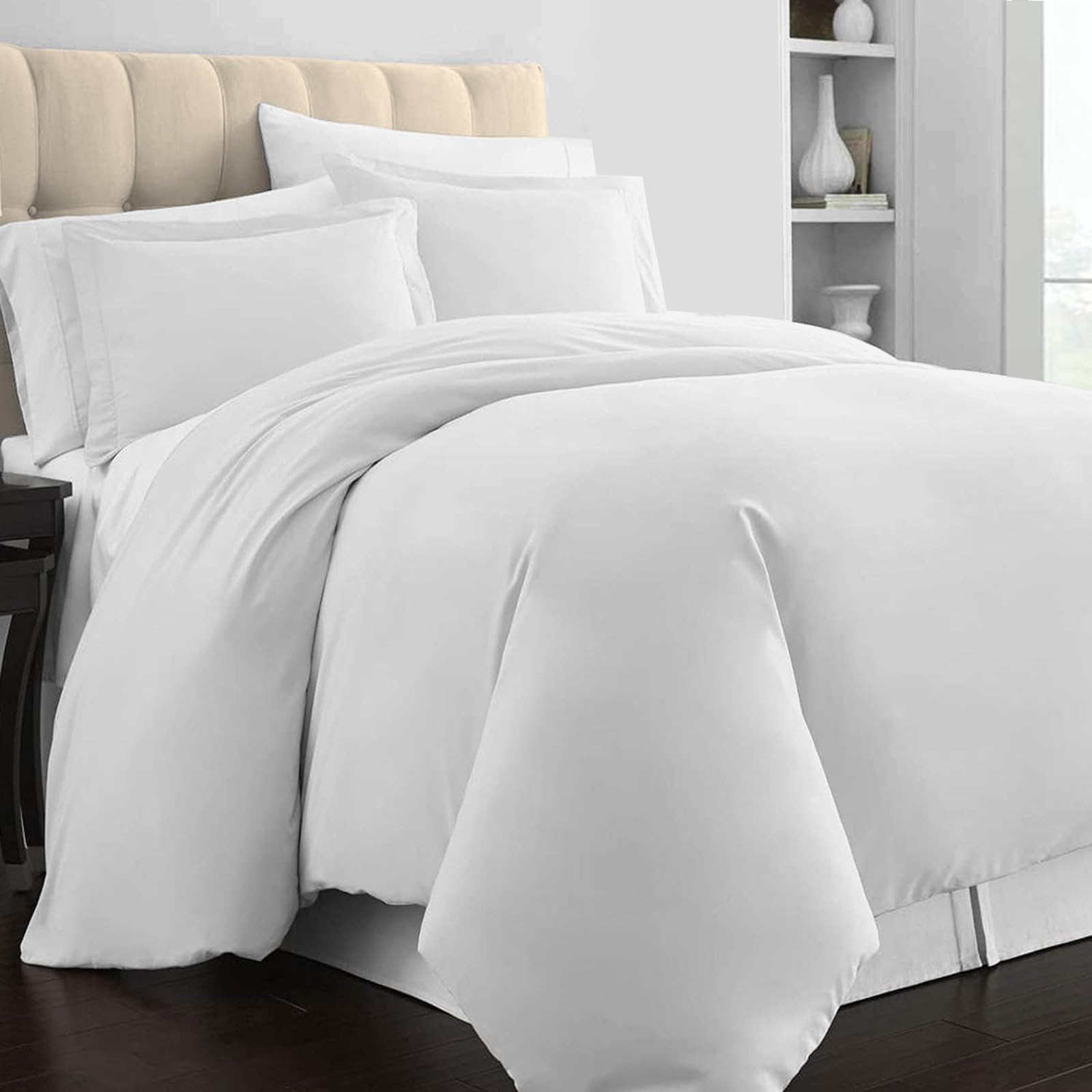 Housse de Couette 200x200 cm en Coton Blanc pour un Lit Douillet 2 Personnes