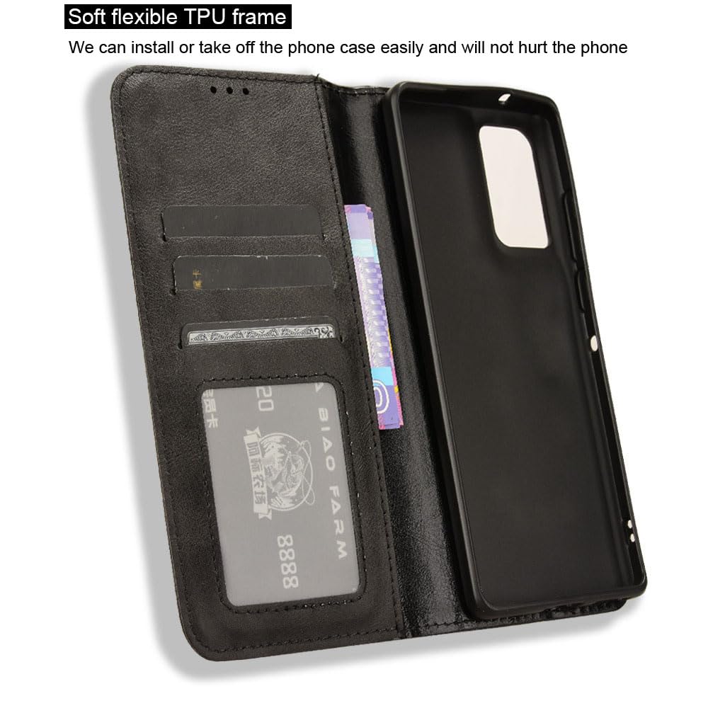 COMAKU Compatible with Motorola Edge 50 Fusion Case Leather - Flip Cover Protection magnetic Phone Case wallet with Card Holder - Black - Image 3