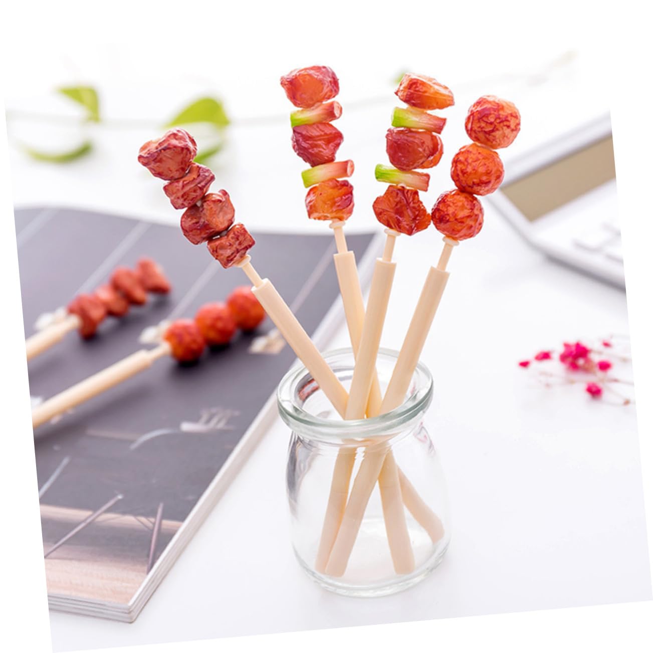 24 Pièces Stylo Bille Pointe Fine Créatif Forme de Brochette Stylos Fun et Élégants pour École et Bureau Fournitures de Papeterie Esthétiques