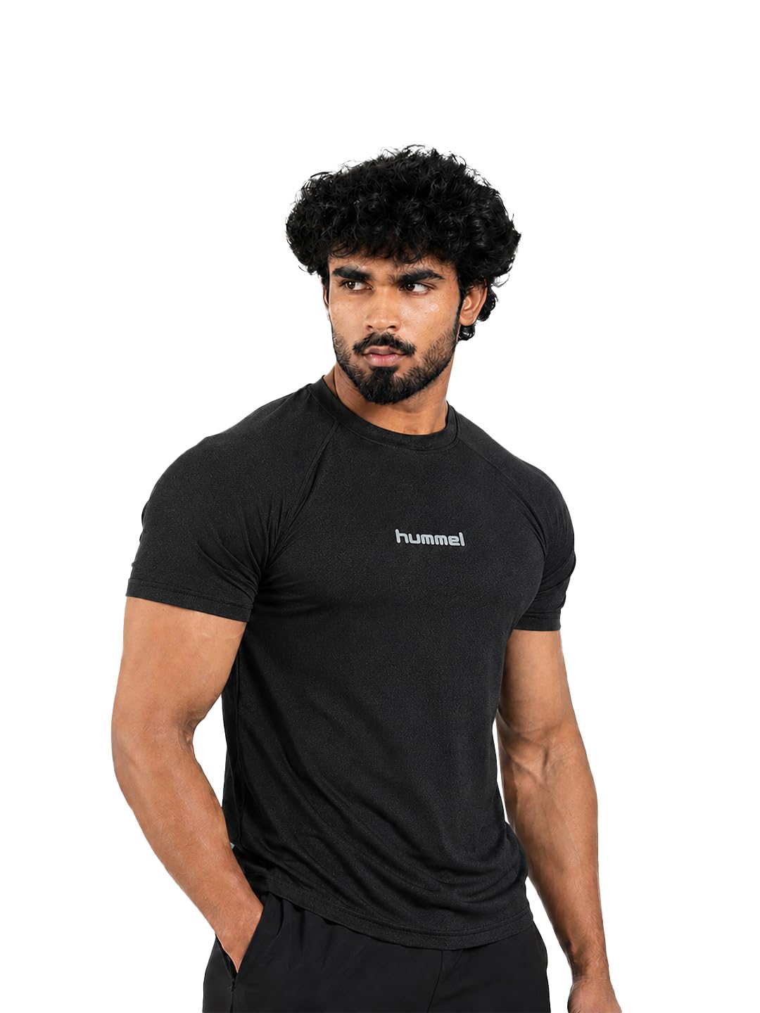 hummel Men's Ecoaxis Compression Half Sleeves Round Neck Recycled Polyester T-Shirt for Gym and Sports Wear-picture-31