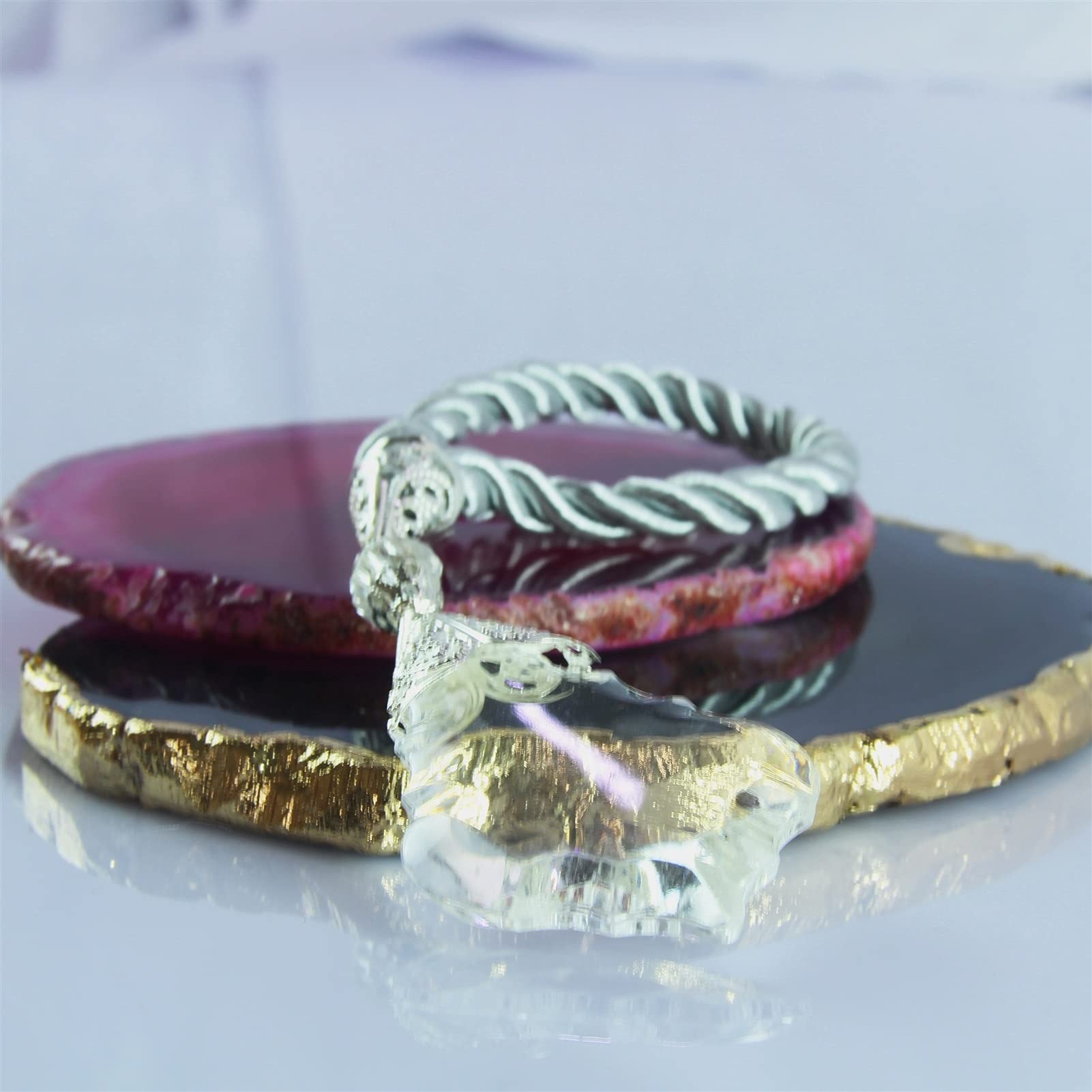 servilletero Anillo de servilleta de alambre de acrílico claro, boda, decoración navideña 20pcs (Color : Silver)