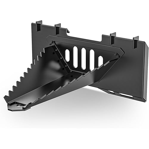 Stump Bucket Tree Scoop Digger Skid Steer Attachments with Universal Skid Steer Quick Tach Serrated Leading Edge for Removing Tree Stumps Ripping Roots (Stump Bucket CD01)