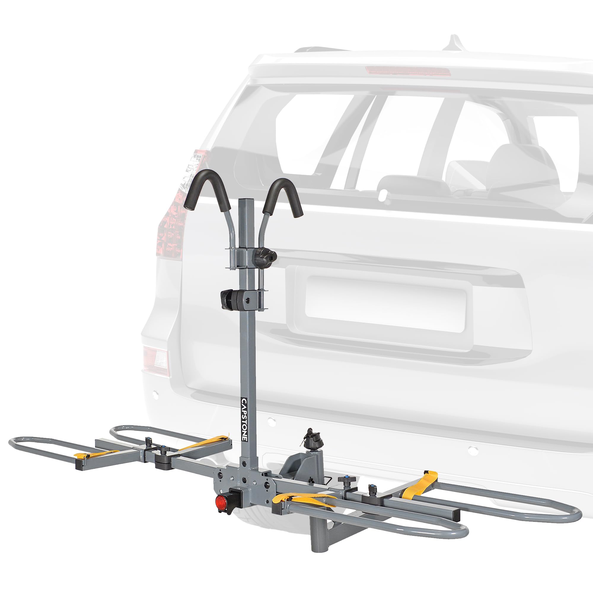 Capstone Hitch Mount Two Bike Carrier - Connects Seamlessly to 2-Inch Receiver - Steel Hitch Bike Rack for Car with Anti Wobble Mechanism
