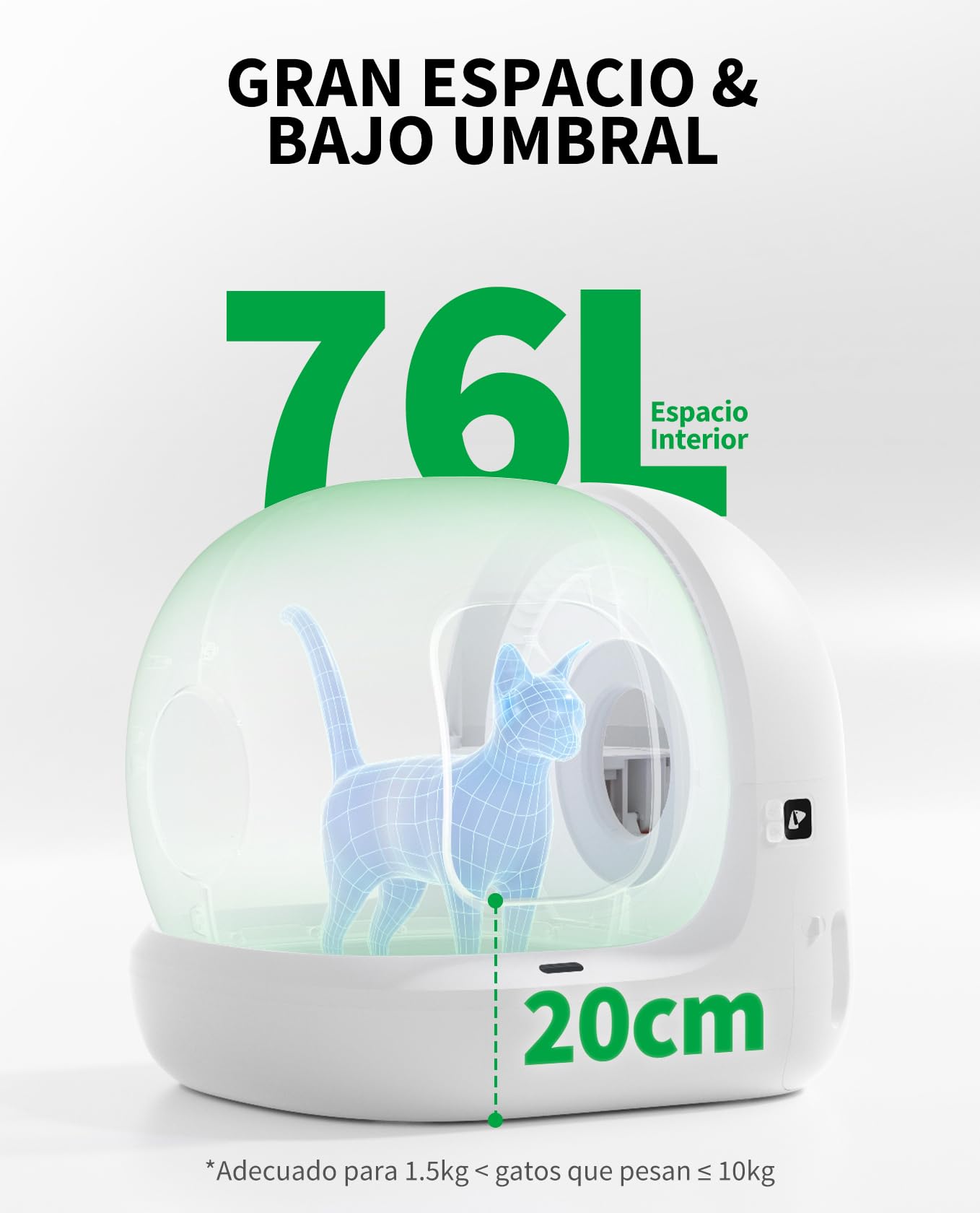 PETKIT Pura MAX 2 Arenero Gatos Autolimpiable, Inodoro para Gato, Arenero Autolimpiable para Gatos, Anti-Fugas, xSecure/Eliminar olores/APP/76L, para Varios Gato (Sin Purificador, con N50