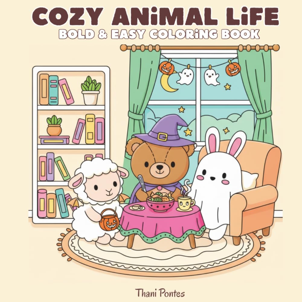 Cozy Animal Life: Bold & Easy Coloring Book