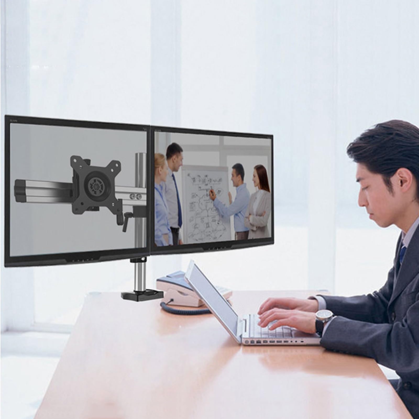 モバイルモニター2台とスタンド2台 Amazon.co.jp: 自立型デュアルモニタースタンド、2台のモニター