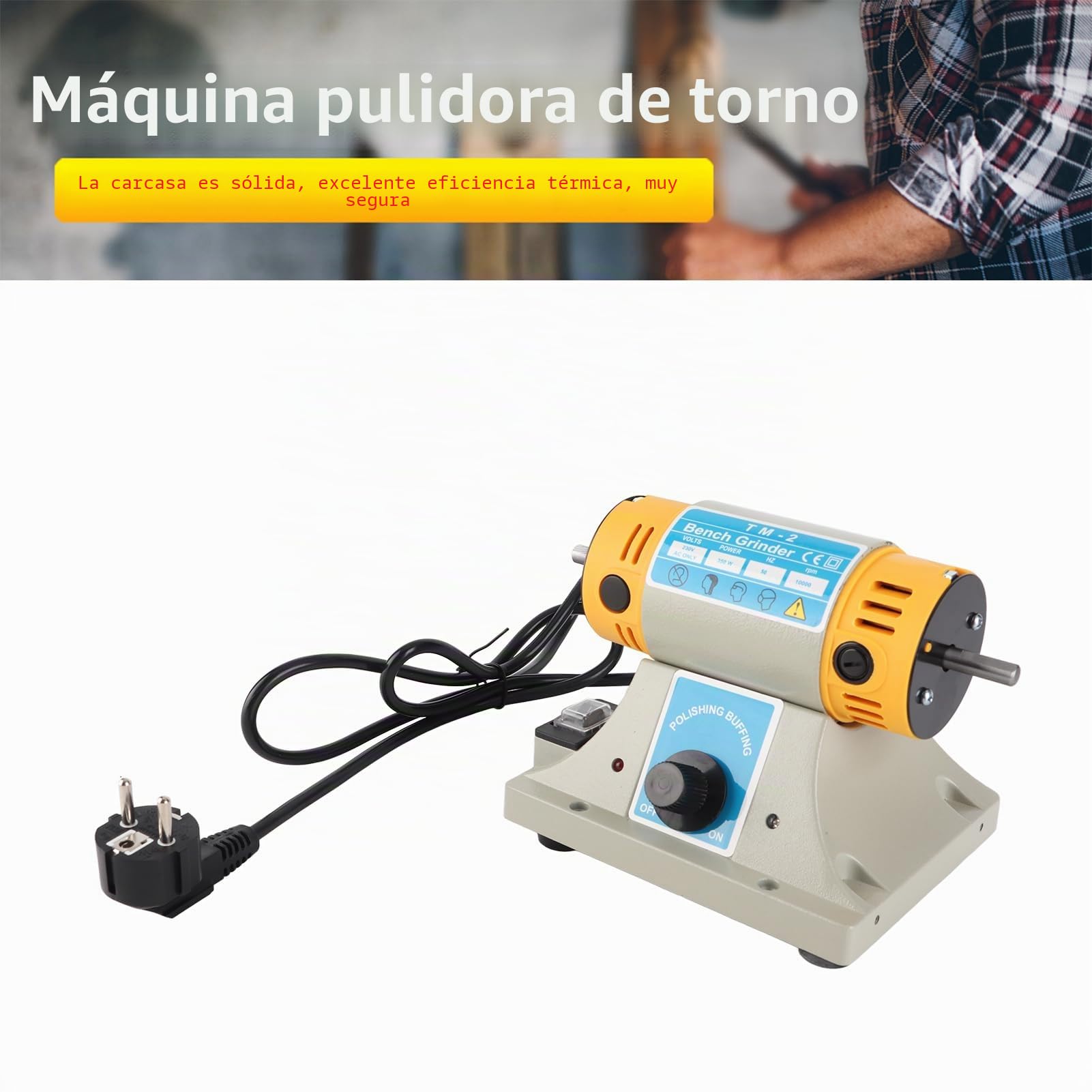 Pulidora de banco 350 W 220 V Pulidora de joyería 0-10000r/min Máquina pulidora de torno de velocidad variable