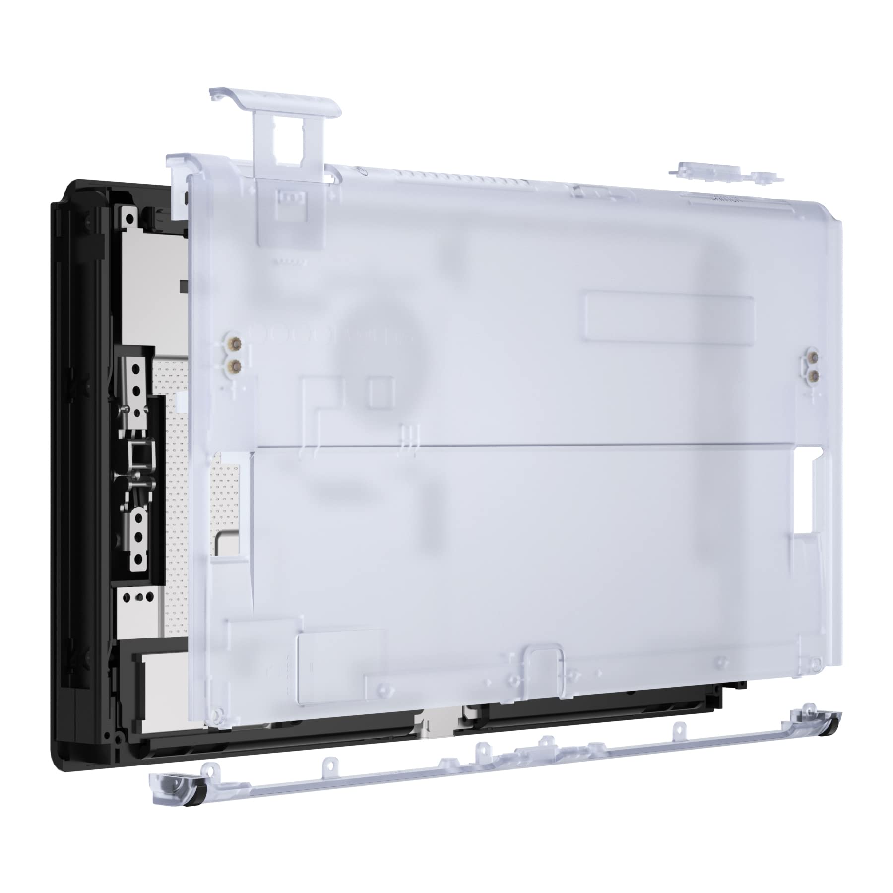 eXtremeRate Cover Console Ricambio per Nintendo Switch OLED,Custodia Posteriore Scocca Shell Ricambio per NS Switch OLED Console(Non Include Supporto)-Trasparente Blu Ghiacciaio