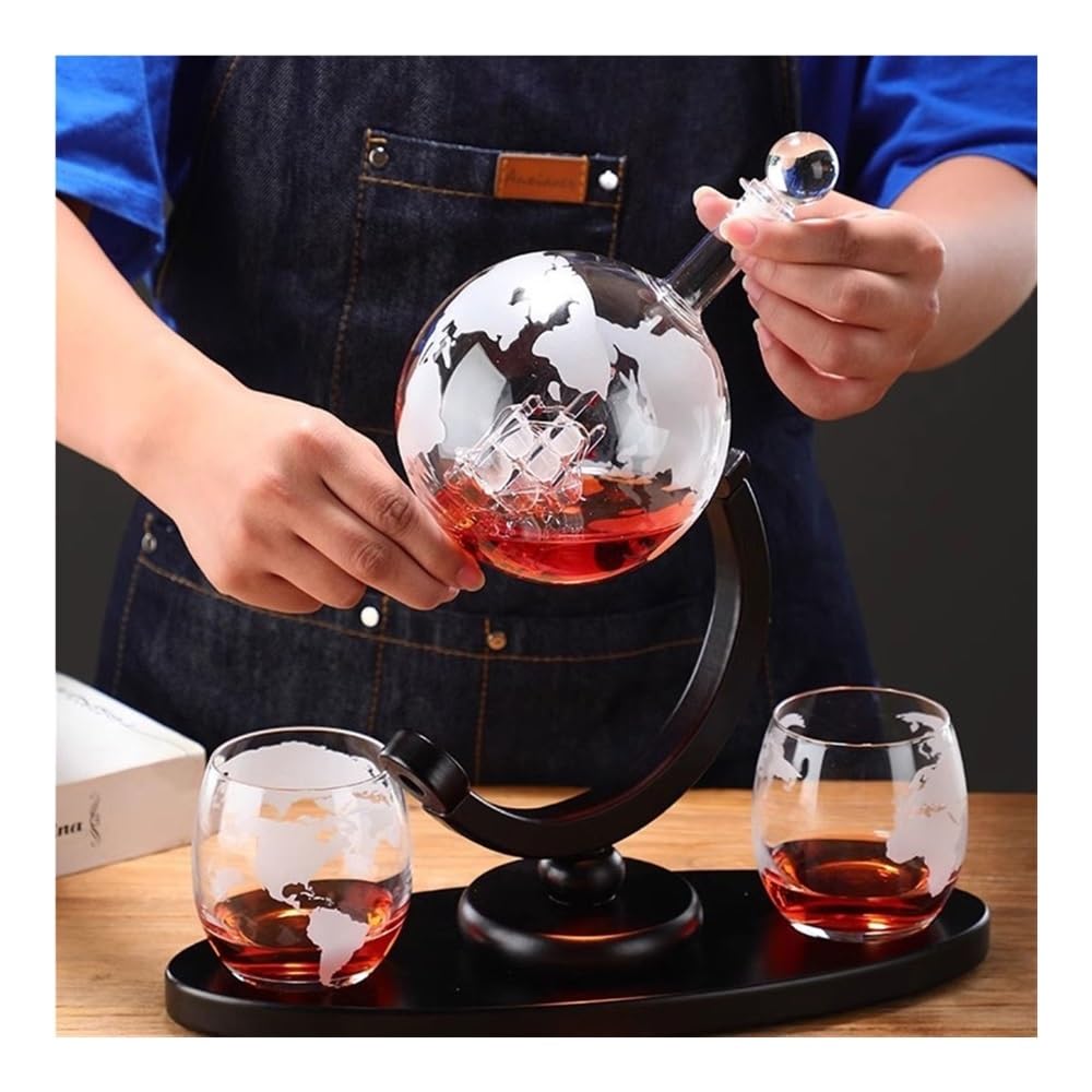 birene Decanter Bottiglia di Vino in Vetro gorgogliante Globe, Vuota, Creativa, Artigianale, Set Rosso