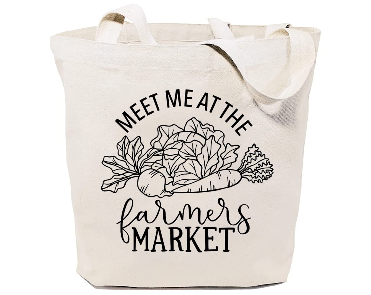 Meet Me at the Farmers Market Canvas Tote Bag for Women Aesthetic Vegetables Reusable Grocery Shoulder Shopping Bags