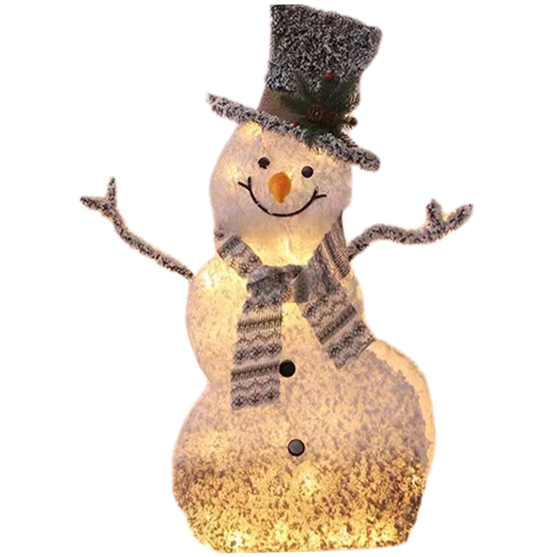 Muñeco de Nieve Iluminado de 4, 5 Pulgadas con 40 Luces LED, decoración de muñeco de Nieve cronometrado y Plegable, con Sombrero y Bufanda para Navidad al Aire Libre, decoración