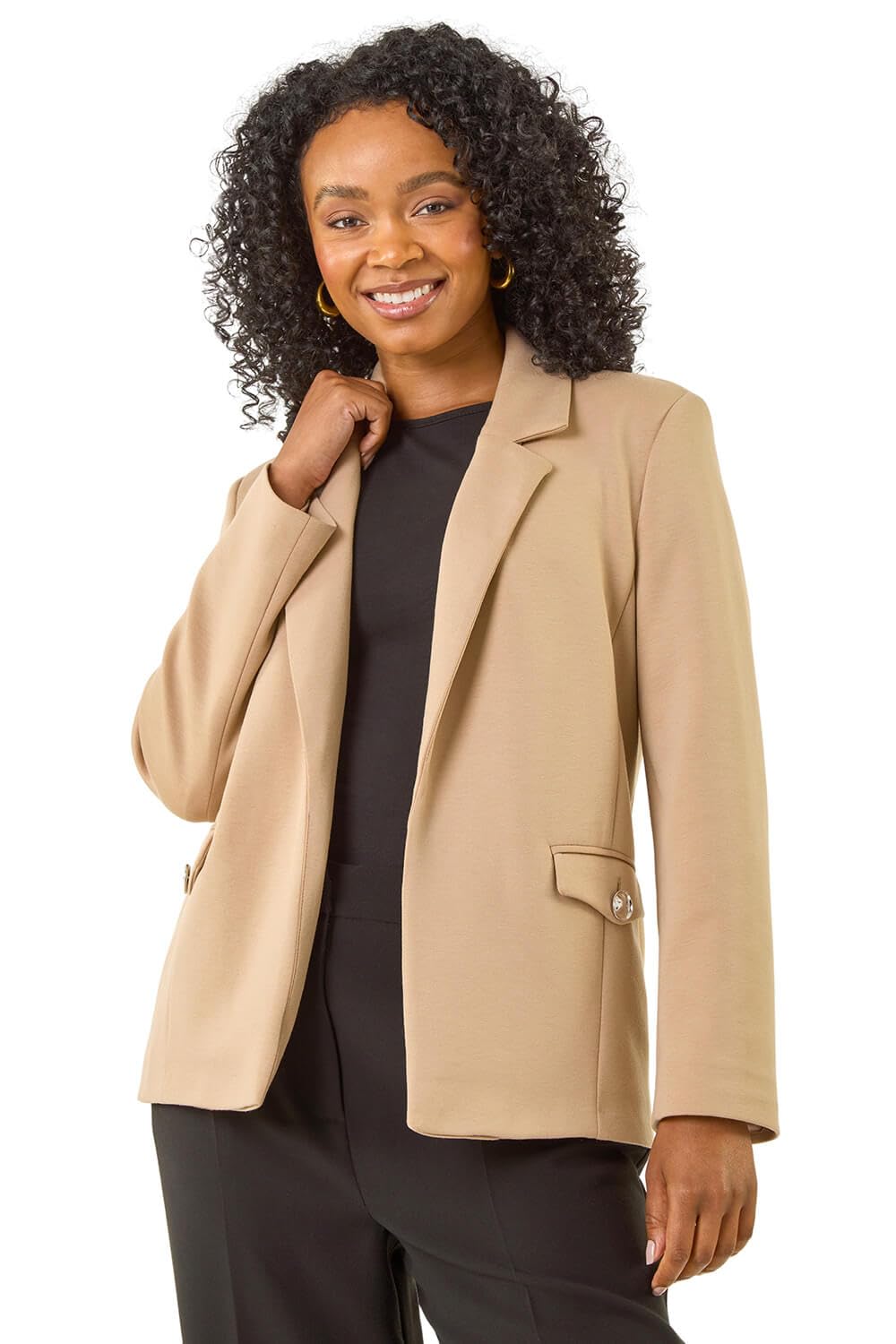 Roman Petite Women's Stone Pocket Detail Stretch Blazer Size 14