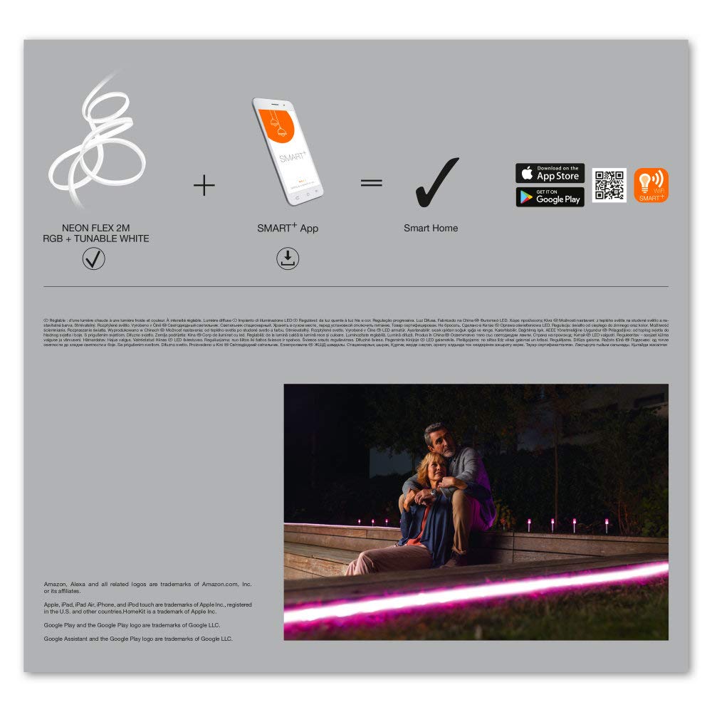 LEDVANCE Tubo luminoso a LED intelligente con tecnologia WiFi per esterno, 3 metri, flessibile e pieghevole, colore della luce modificabile (2700-6500K), colori RGB modificabili, SMART+ NEON FLEX