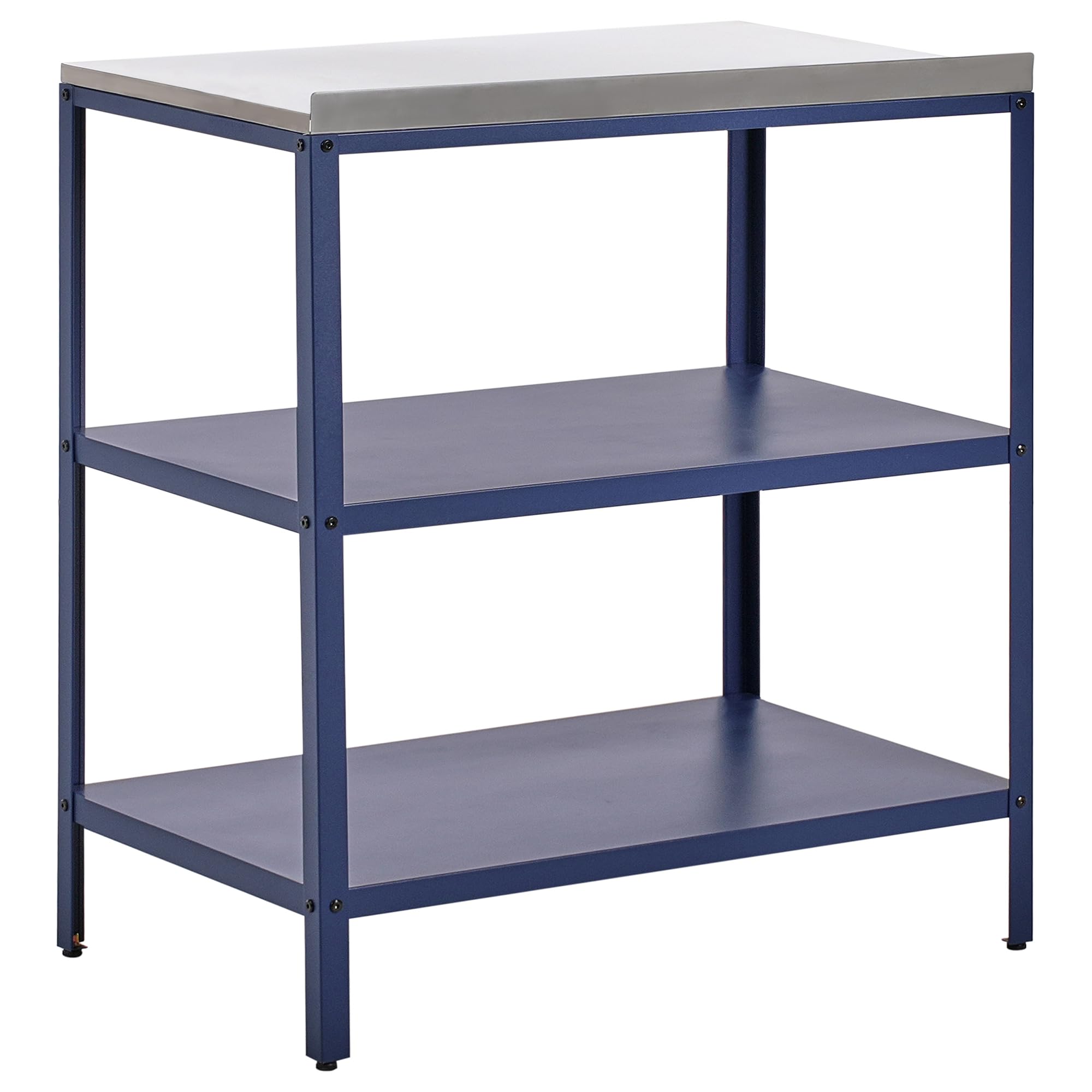 Beliani Isla de Cocina de jardín Exterior con estantes y encimera de Acero Inoxidable 80x50x92 cm Azul Vilama