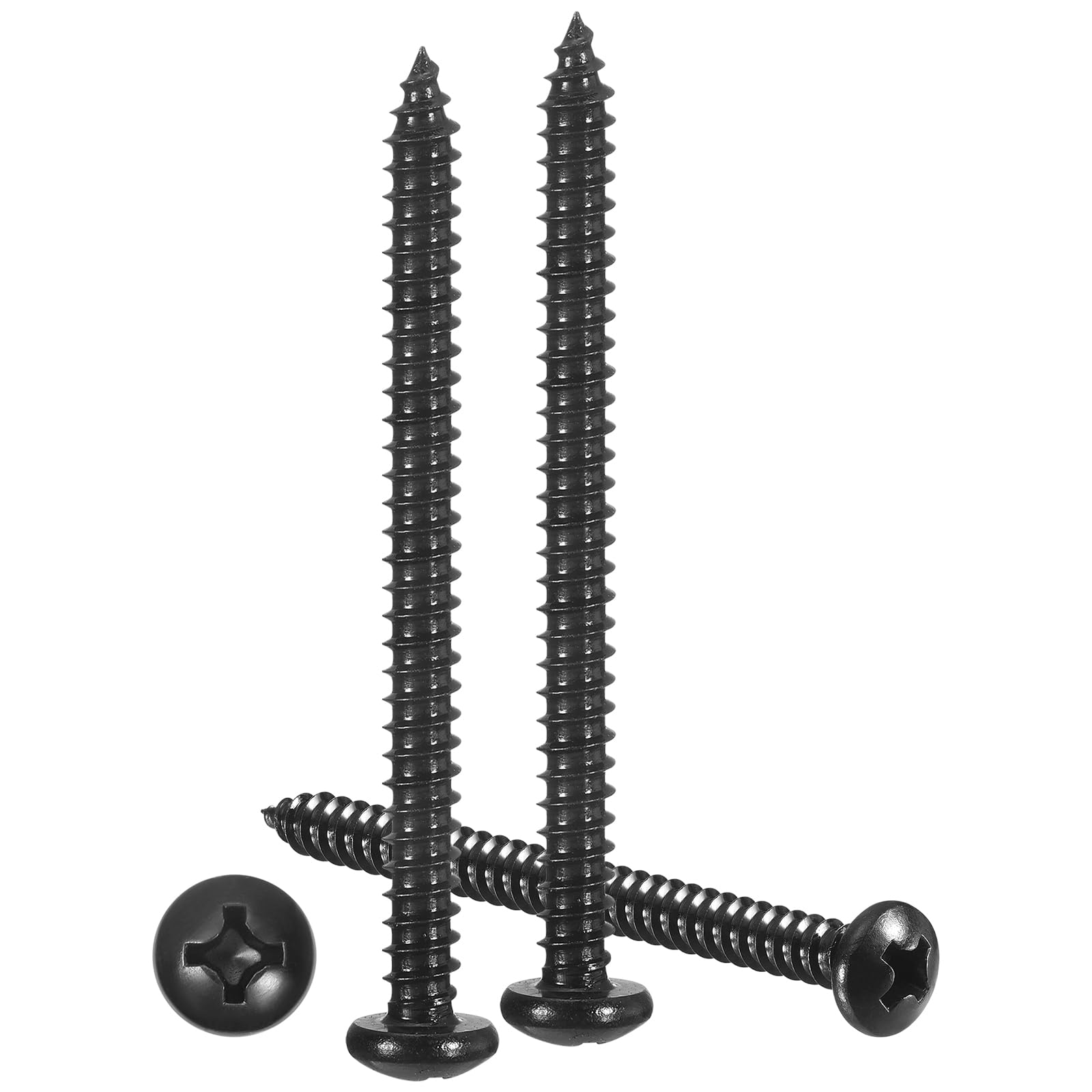 METALLIXITY Phillips Pan Head Self Tapping Screws(#7x1-1/2") 100Pcs, 304 Stainless Steel Self Drilling Screw for Metal Wood Plastic, for Cabinet Wall Shutter Plate Rock Furniture, Black — image 1