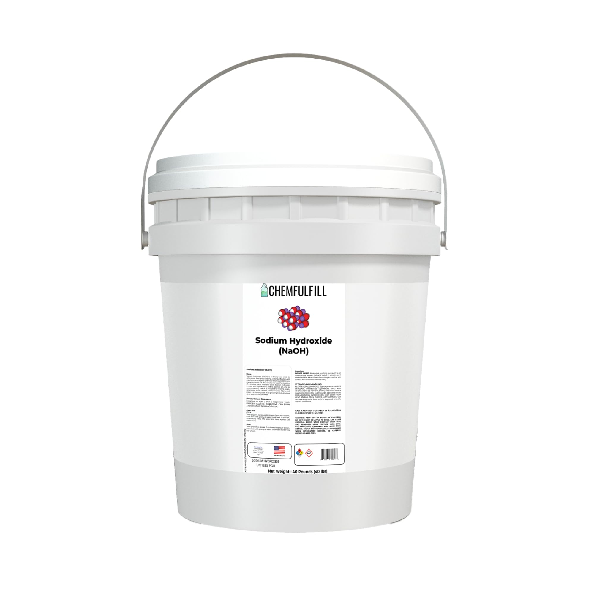 Chemfulfill Sodium Hydroxide – NaOH Flakes (Lye) (10 Pounds (10 lbs))