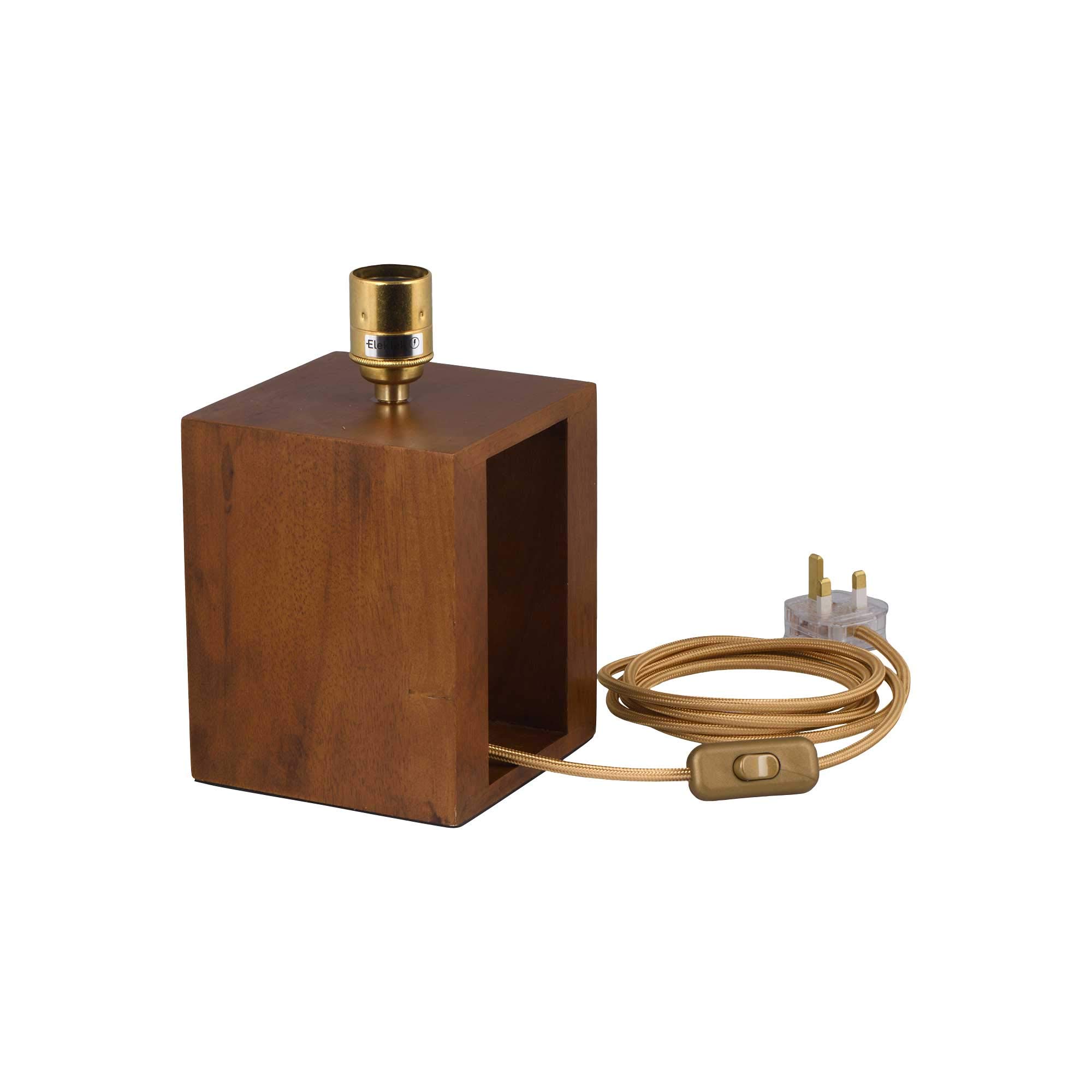 Premium Lampenkit, Messing, E27 Lampenfassung mit rundem Gold-Flex, Schalter und 3A UK-Stecker