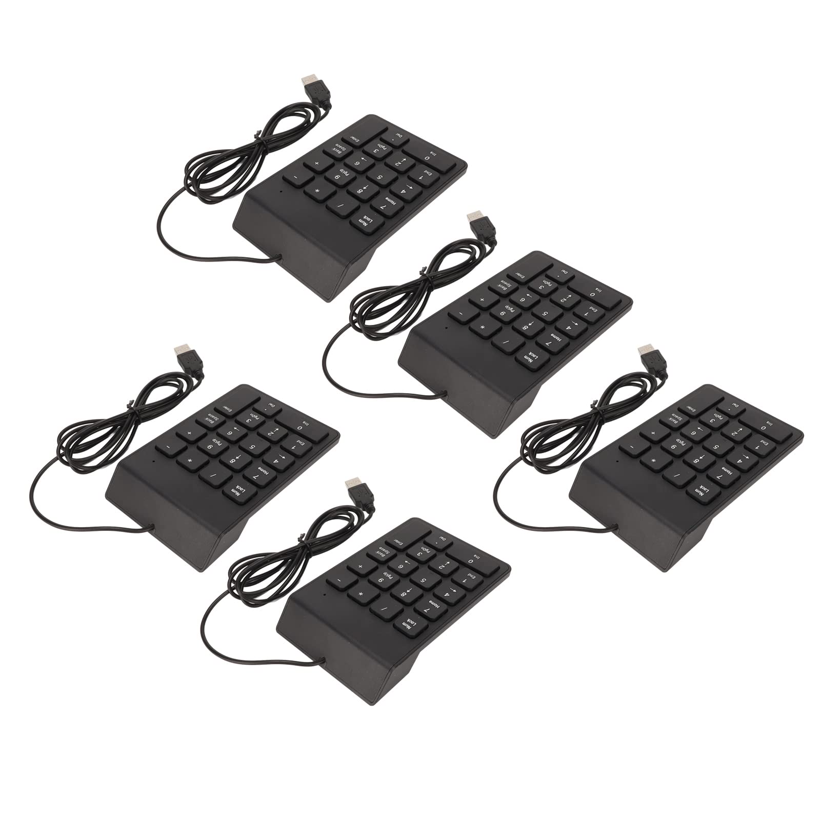 Acouto Przewodowa Klawiatura Numeryczna 18 Klawiszy Ergonomiczny Interfejs USB Typu Plug and Play Ciche Pisanie Klawiatura Numeryczna do Komputera Stacjonarnego Laptop 5 Sztuk Zmniejsza Obciążenie
