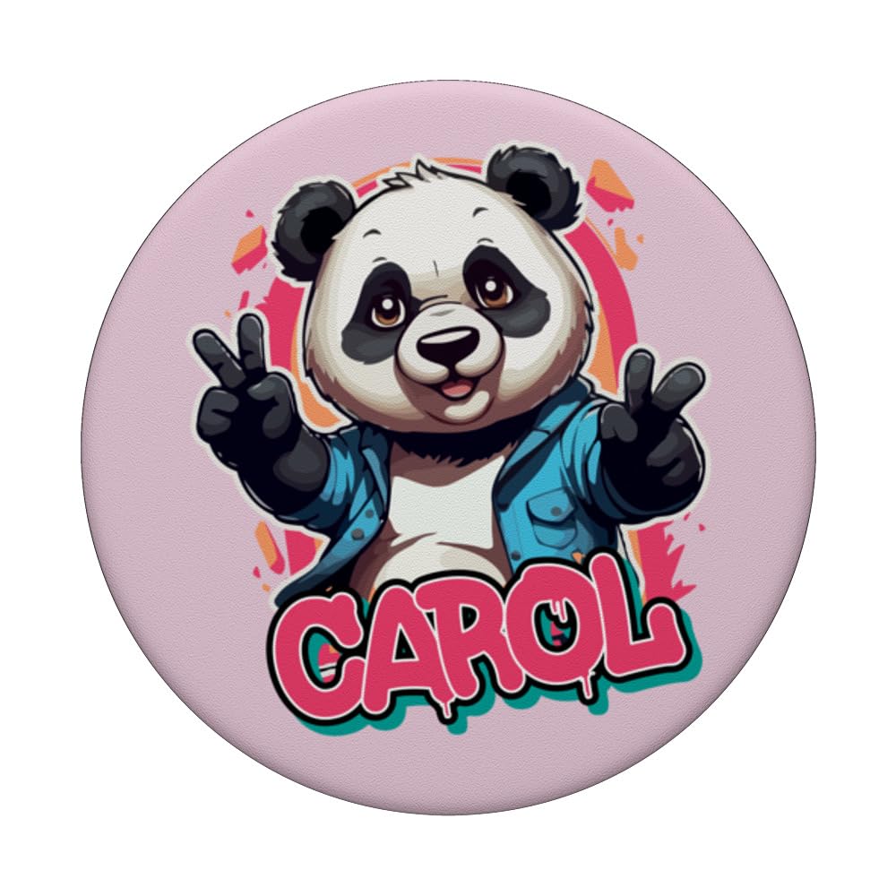 CAROL - Beautiful girl name with adorable Panda PopSockets Swappable PopGrip, Black - Image 3