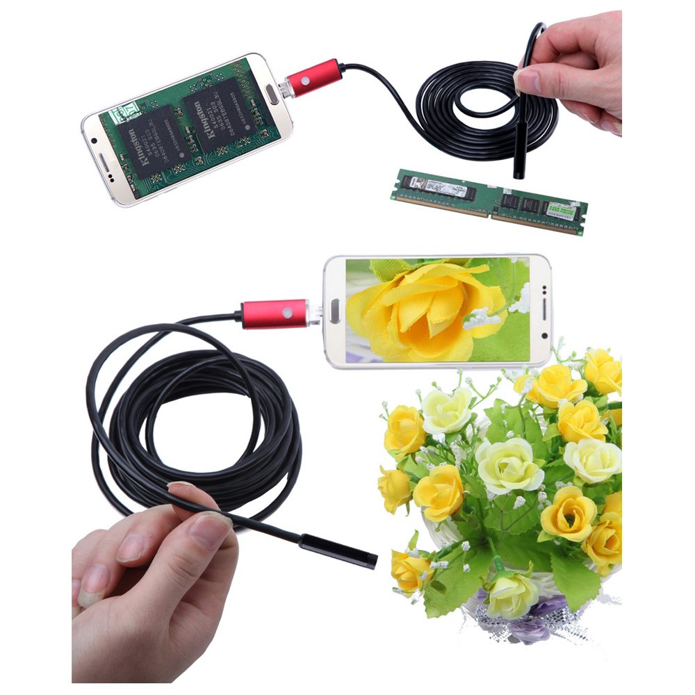 Nueva 2 en 1 7 mm Lens Endoscopio 6LED Android y PC – 5 M