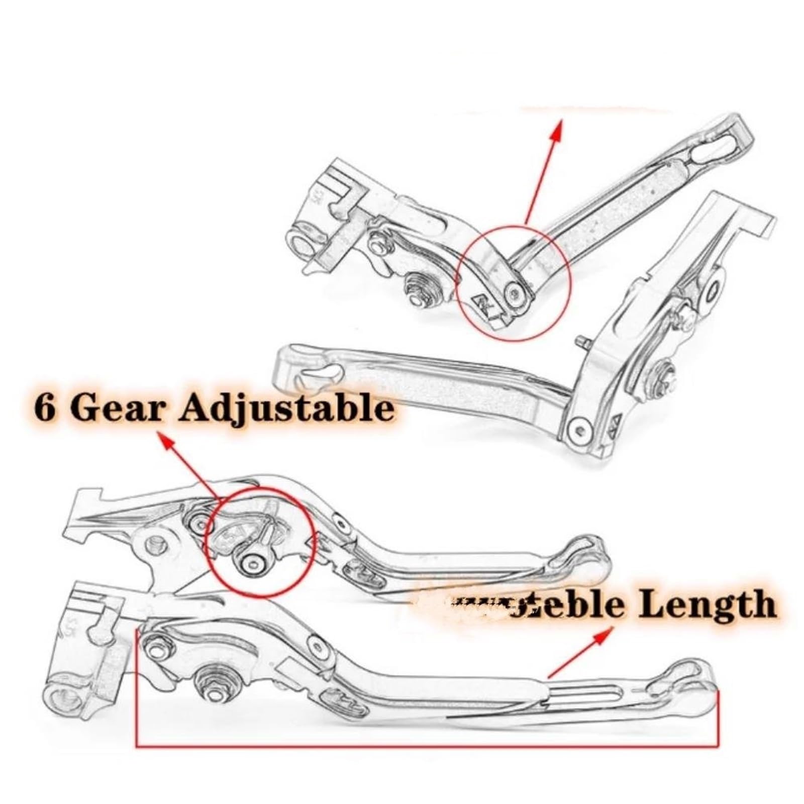 Maniglie Leve Freno E Frizione Per Benelli Leoncino 500/250 2016-2023 - Estensibili, Pieghevoli, Nero - Foto 10