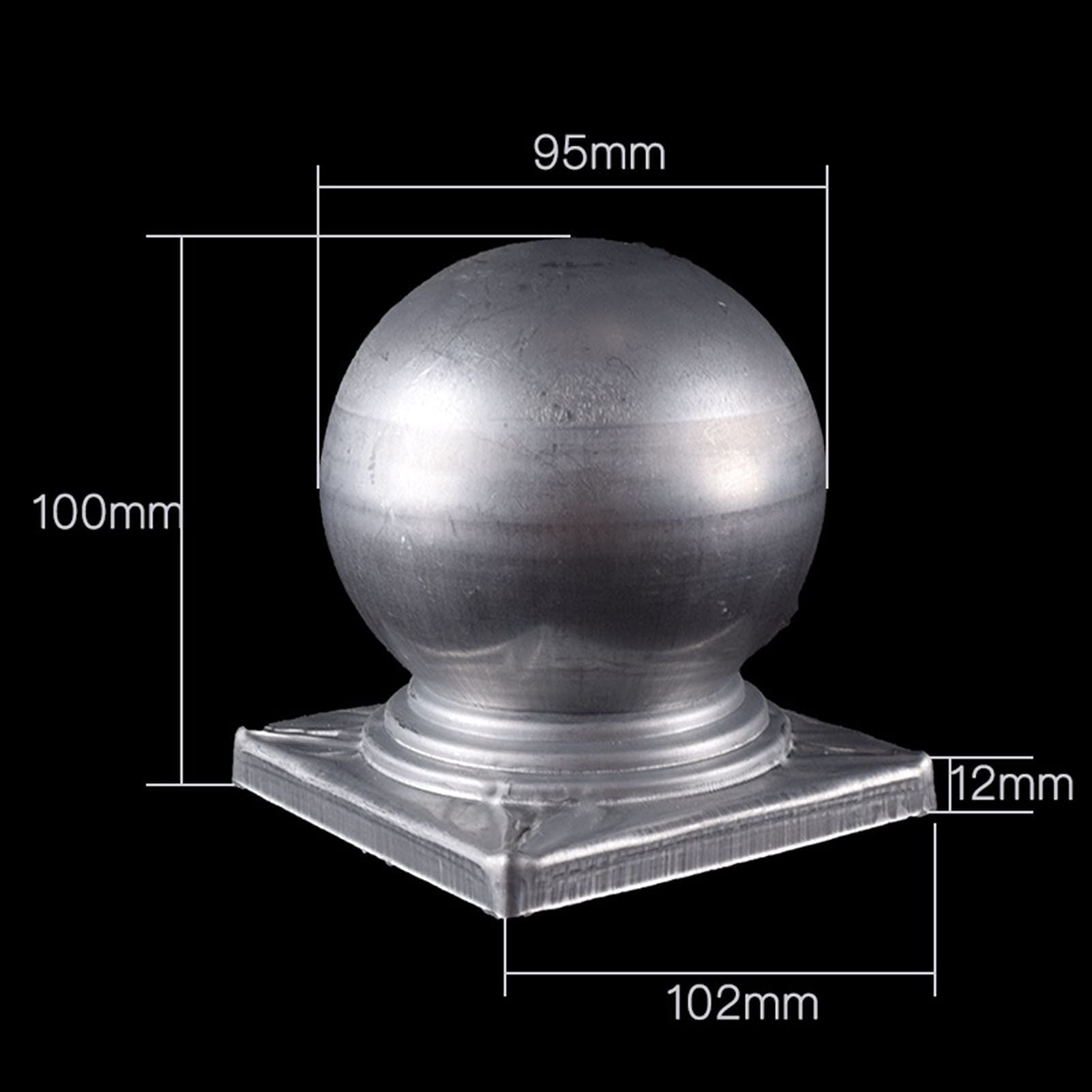 Confezione da 8 terminali a sfera zincati per pali da giardino, 100 x 100 mm, accessori decorativi per recinzioni, resistenti alla ruggine, decorazione per esterni