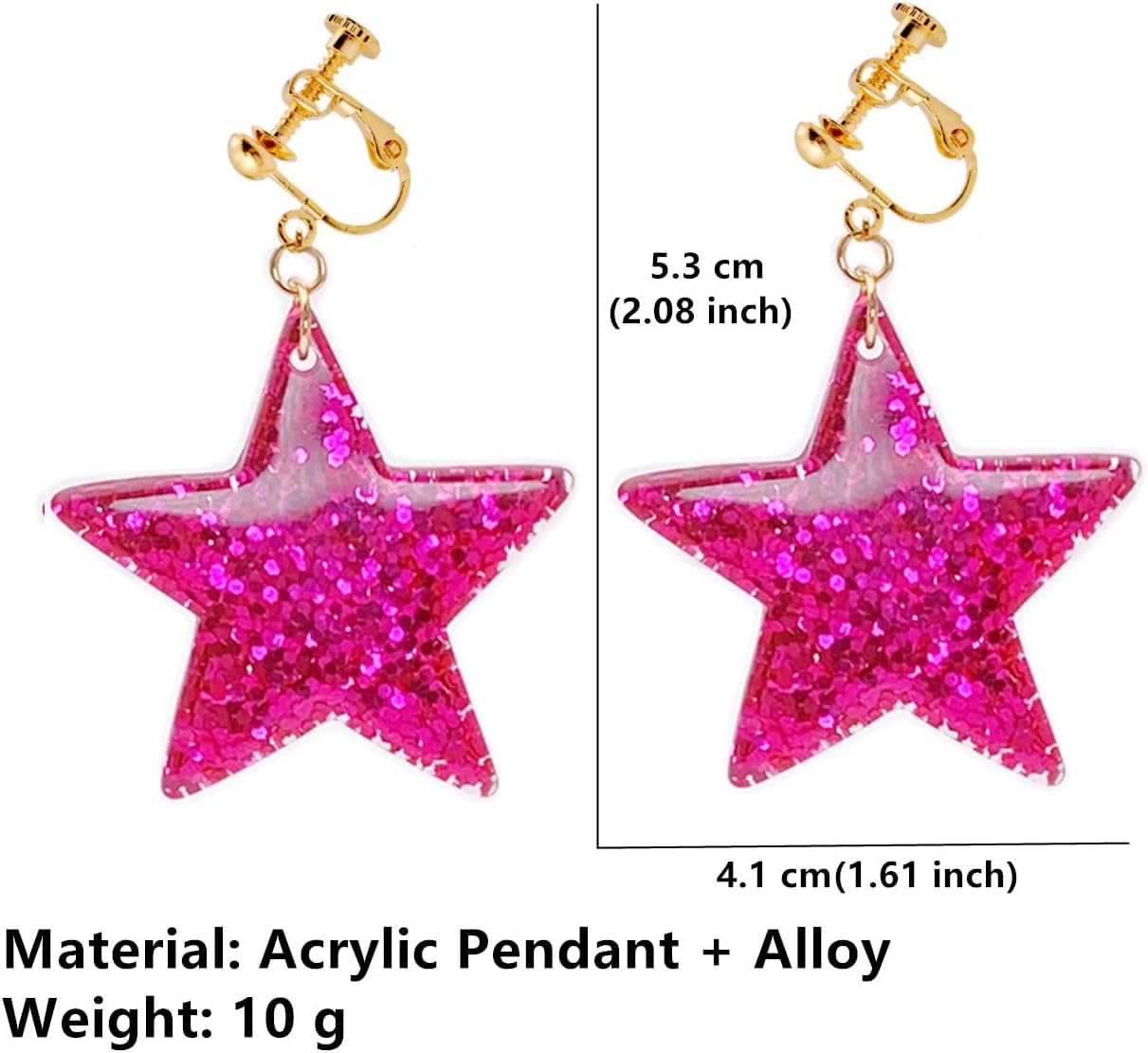 MOKAVIKY 25 Pink Star Clip On Earrings: Zinc, Star, Clip-on, Earring - Image 2