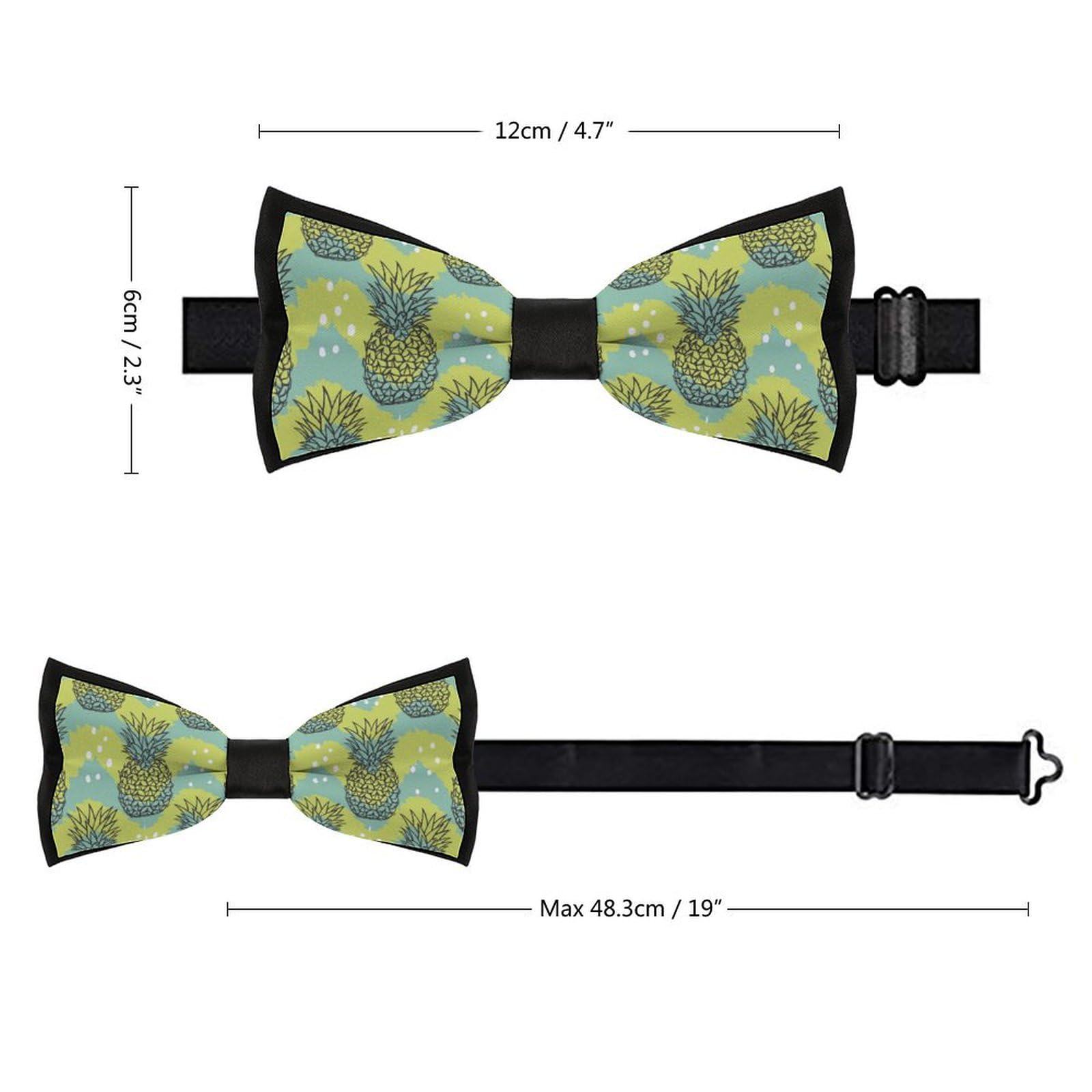 GoasNei Tropical Fruit of Pineapple Pattern Bow Tie for Men Adjustable Necktie Funny Tie Neck Ties for Weddings Party