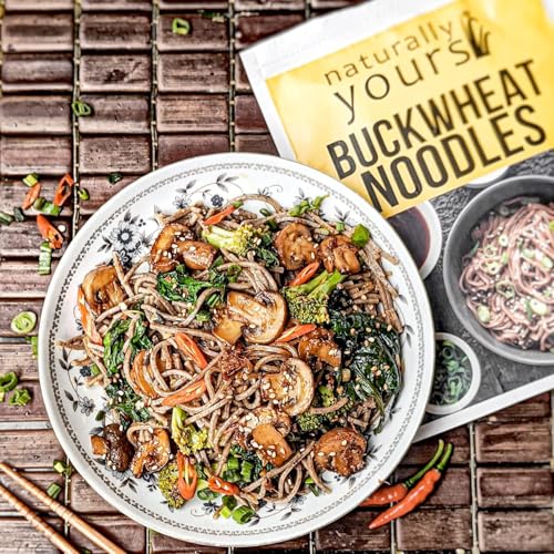 Image of Naturally Yours Buckwheat Soba Hakka Noodles | Kuttu Atta & Whole Wheat | No Maida, No Onion No Garlic, Jain Friendly, Vegan, Preservative Free | Tastemaker Inside | Healthy Noodles | 180g Pack