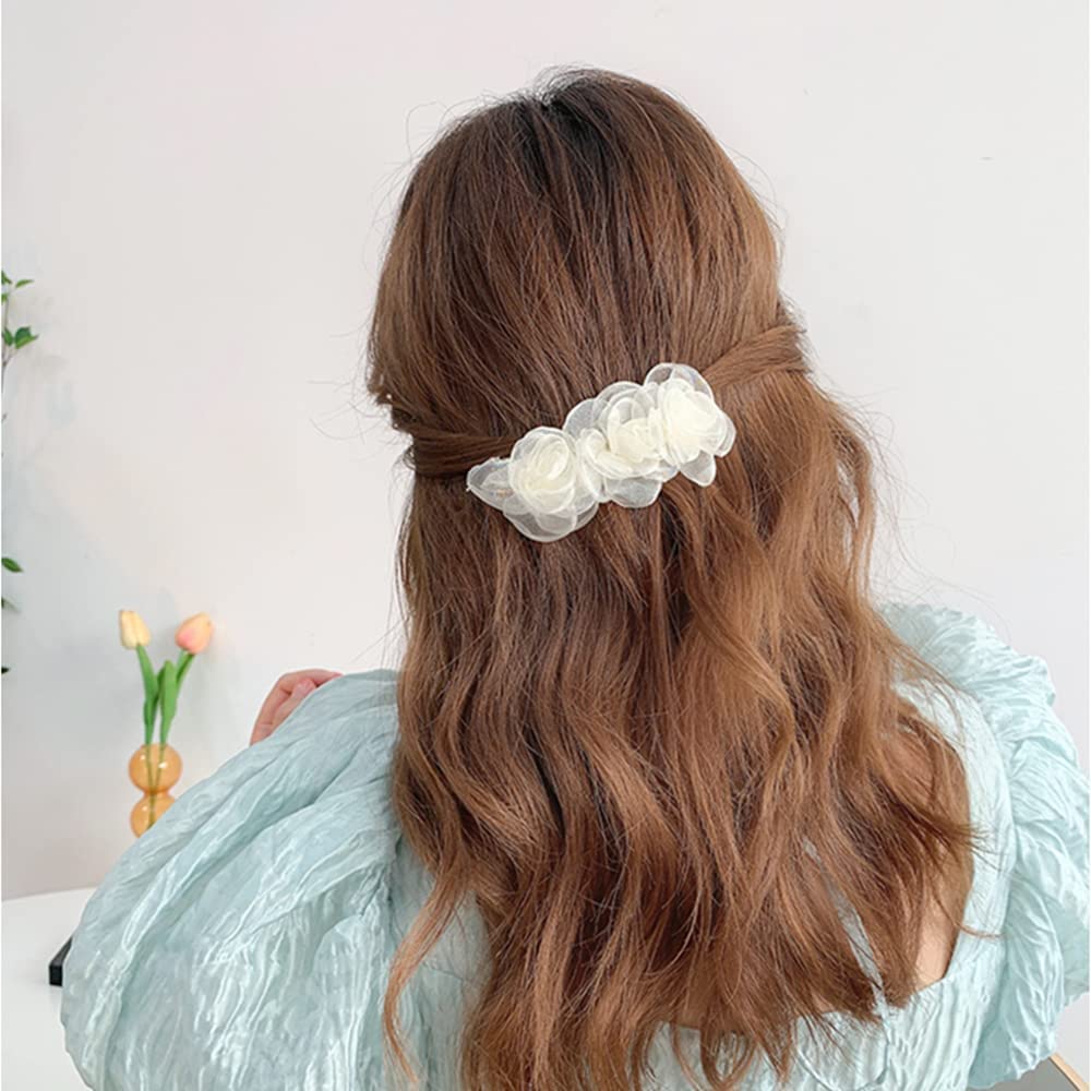 Elegante fermaglio per capelli a forma di fiore bianco per donne, fermagli per capelli decorativi nell'aspetto di fiori di magnolia bianchi, piccoli accessori per capelli per ballo di fine anno e