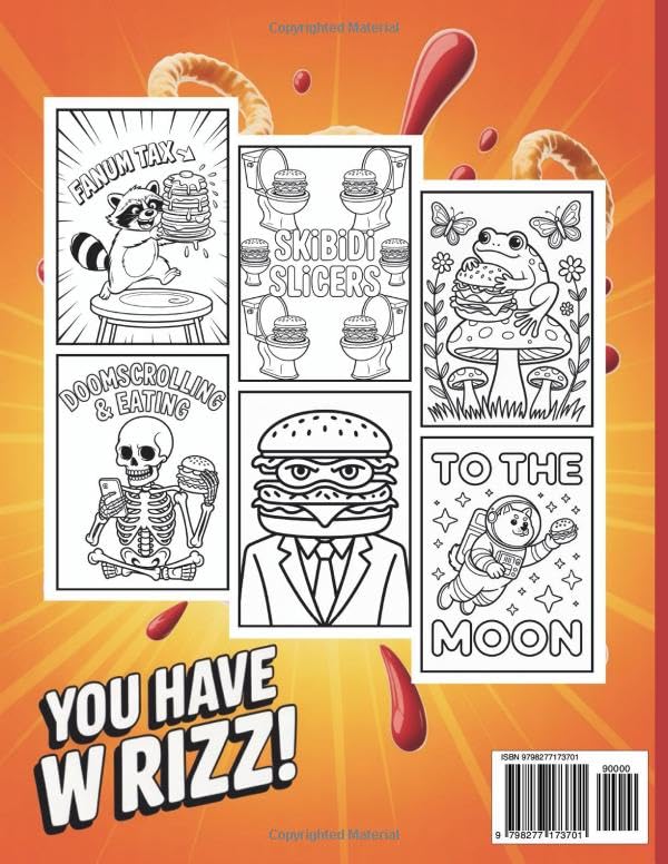 Greasy Rizz Sigma Fast Food Coloring Book for Kids and Teens: The W Rizz Fast Food Adventure: Cool Characters & Meme Style Fun image 3